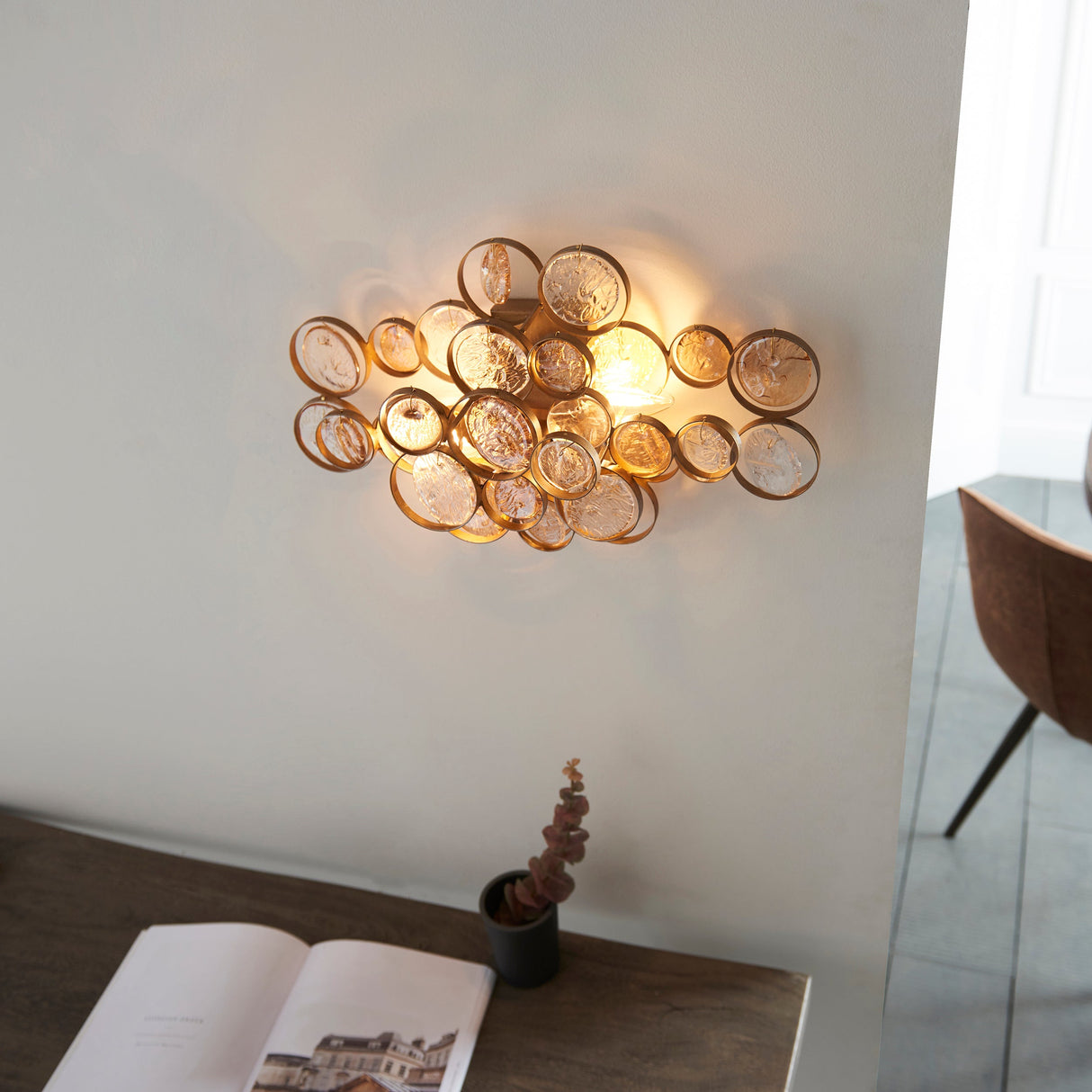 Amos Kensington Wall Light with Clear & Amber Glass – from Amos Lighting + Home