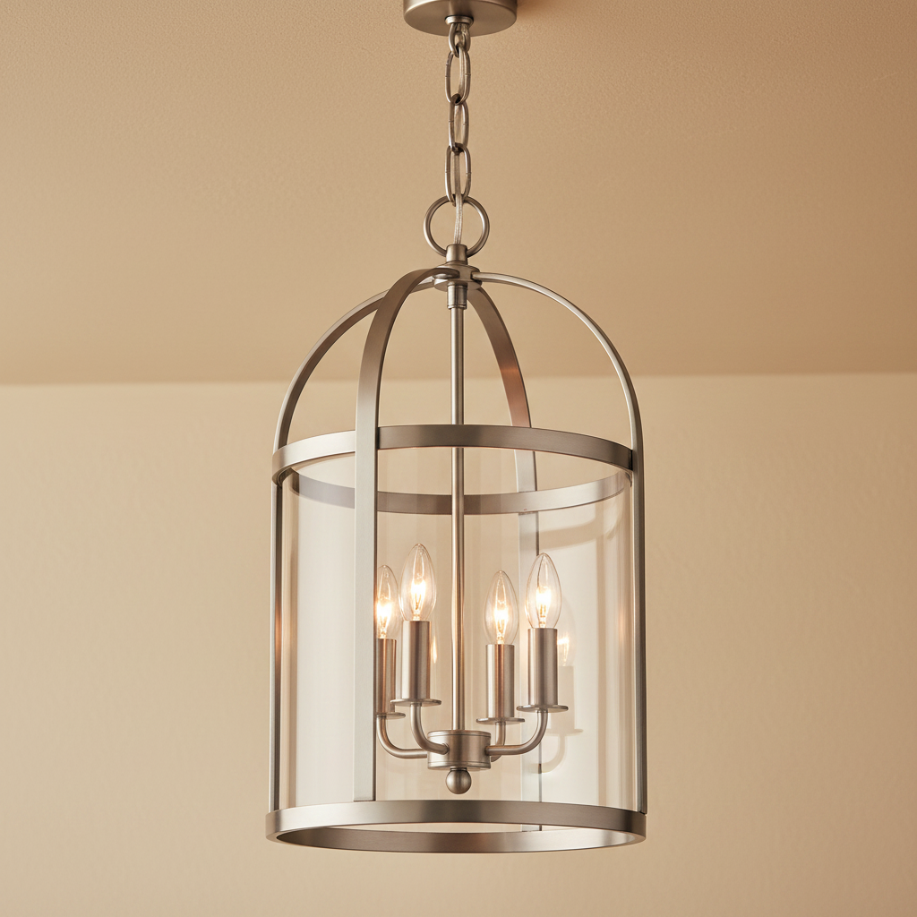 amos-lighting-Endon-Lambeth-4lt-Lantern-Satin-Nickel-Clear-Glass-Closeup