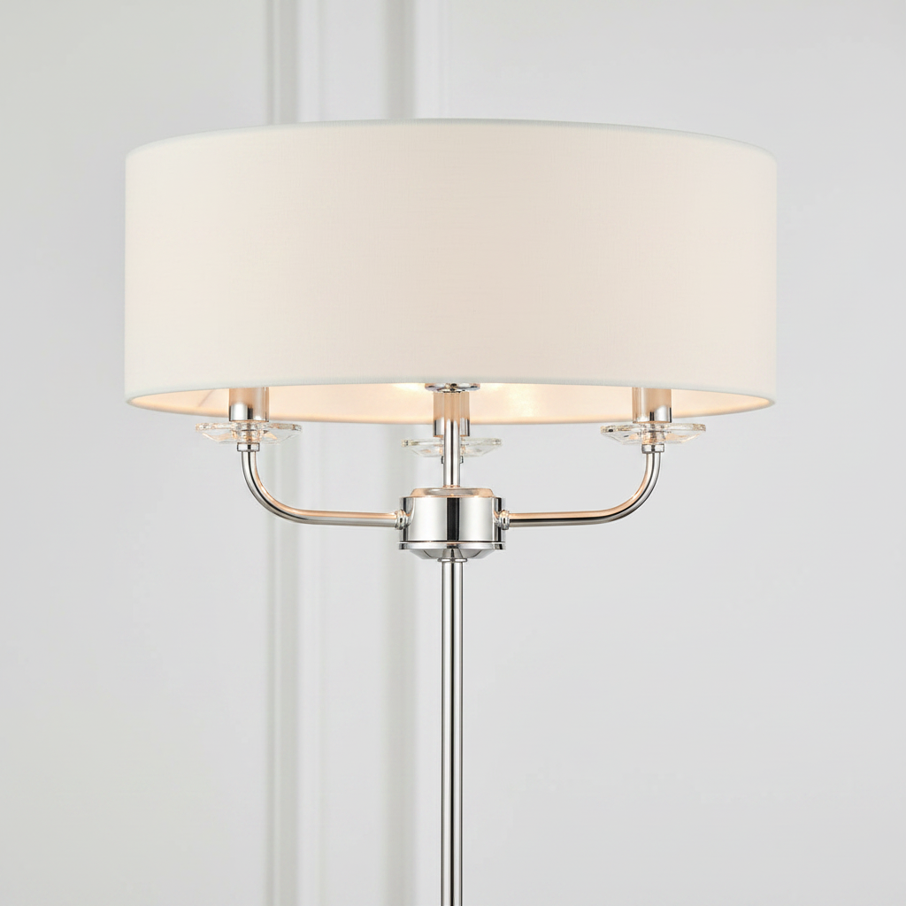 amos-lighting-Endon-Nixon-Floor-Lamp-Bright-Nickel-Crystal-Accents-White-Drum-Shade-Closeup