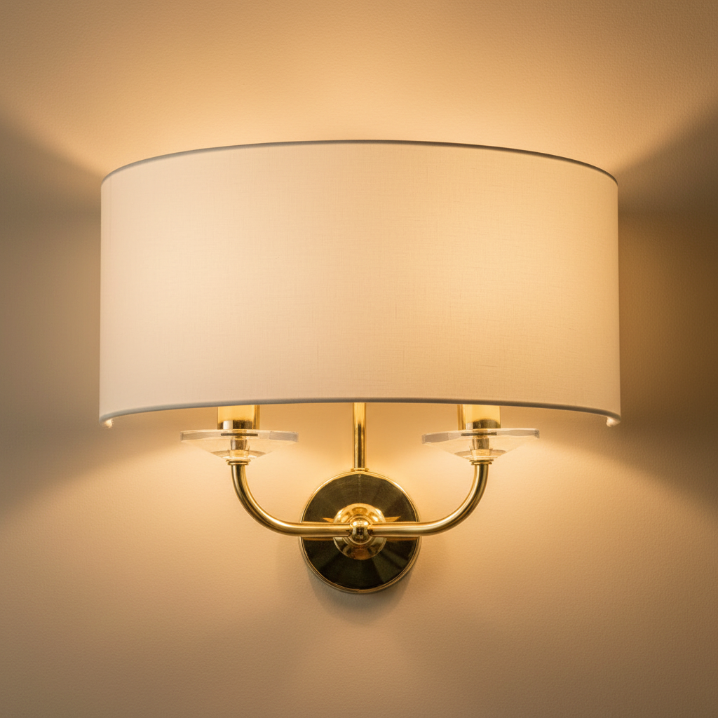 amos-lighting-Endon-Nixon-Wall-Light-Brass-Crystal-Accents-Half-Drum-Shade-Closeup