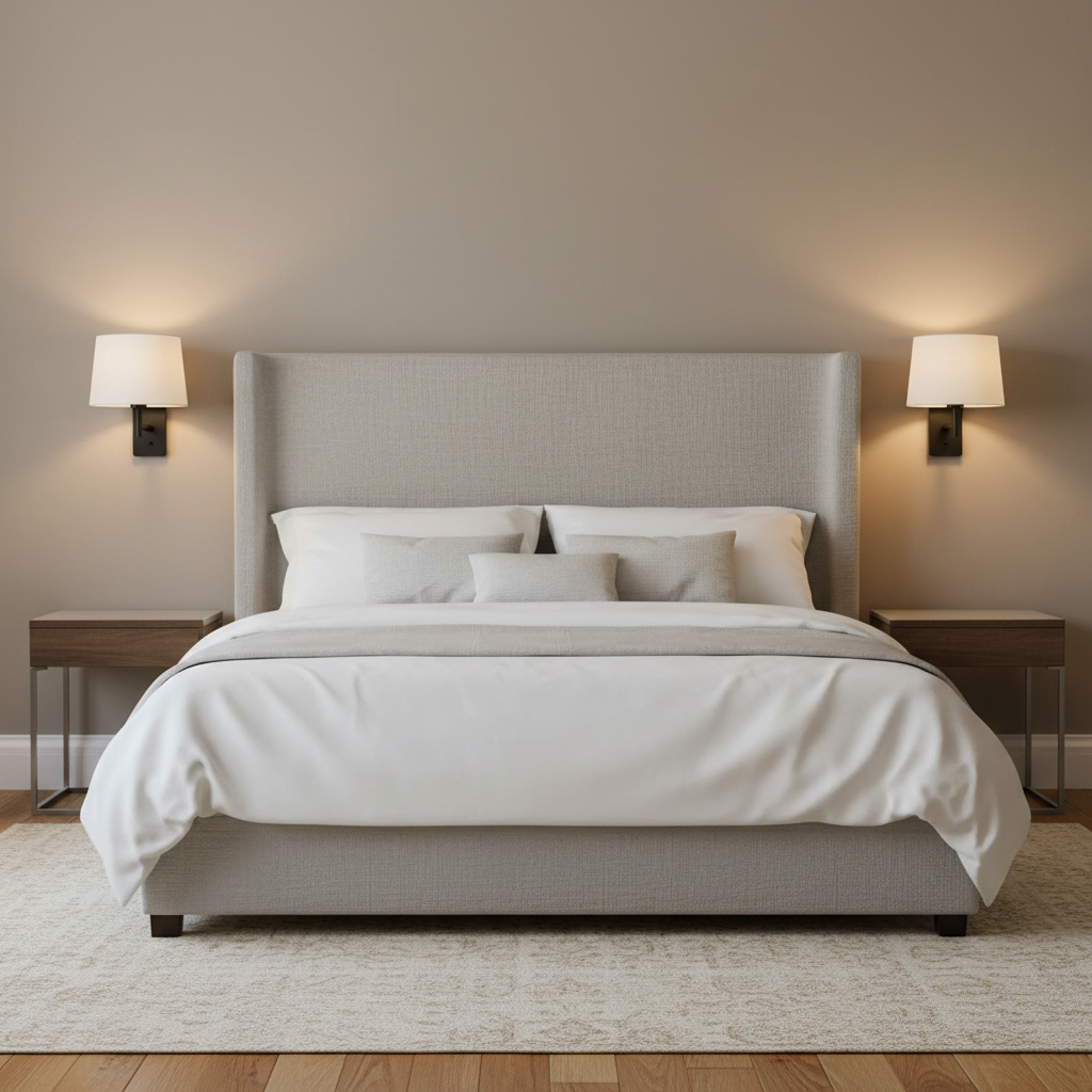 amos-lighting-Franklite-Christie-Bedside-Wall-Light-Matt-Black-White-Shade-Master-Bedroom