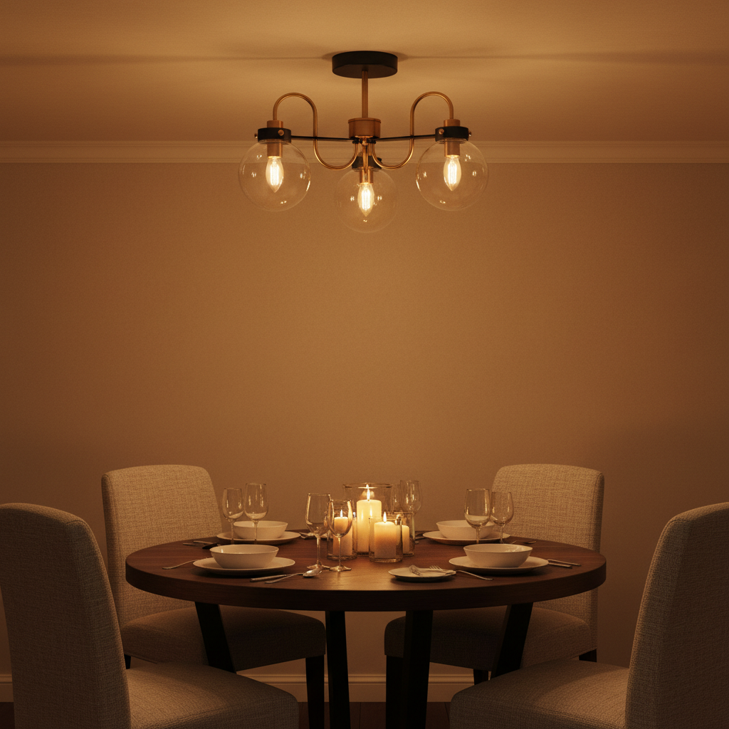 amos-lighting Franklite Equinox 3 Light Antique Gold Glass - Dining Room