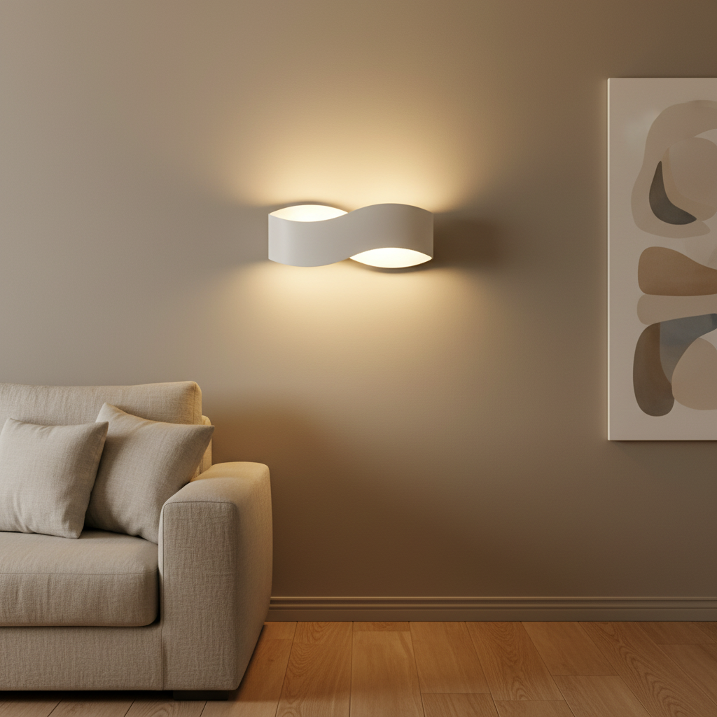 amos-lighting-Franklite-Infinity-Matt-White-LED-Wall-Light-Lounge-Feature-Wall