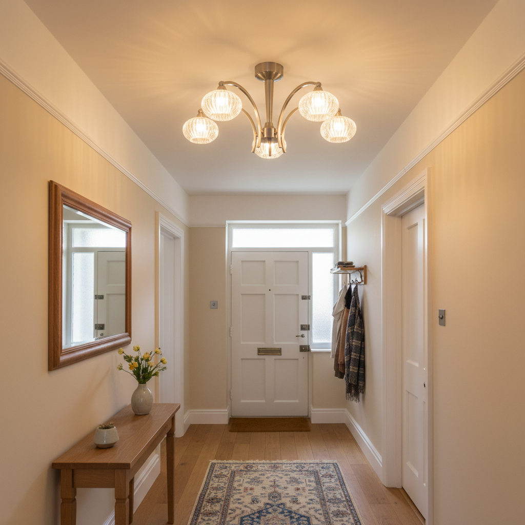 amos-lighting-Franklite-Ripple-5-Semi-Flush-Satin-Nickel-Ribbed-Glass-Small-Hallway-Traditional