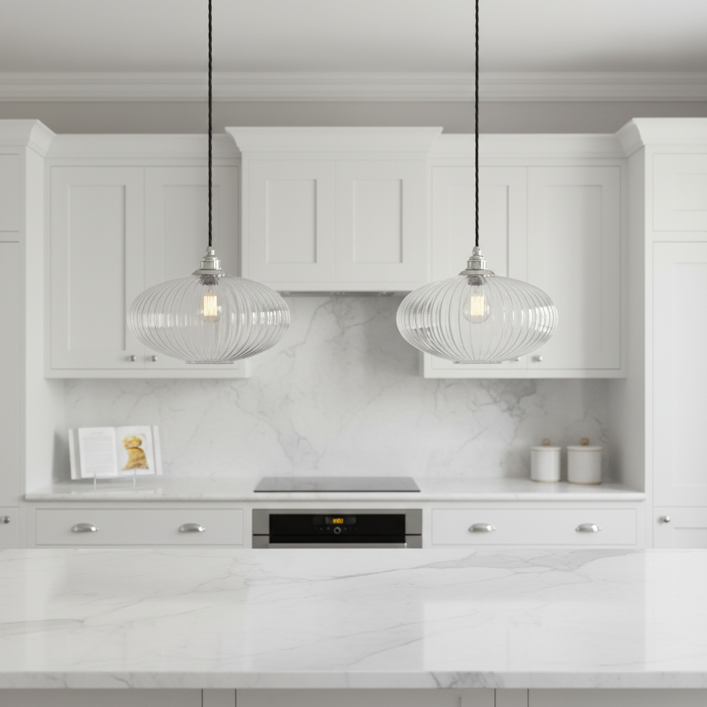 amos-lighting-Soho-Lighting-Henley-Ellipse-Ribbed-Clear-Glass-Pendant-Light-Nickel-Black-Twisted-Cable-Kitchen-Island-Pair