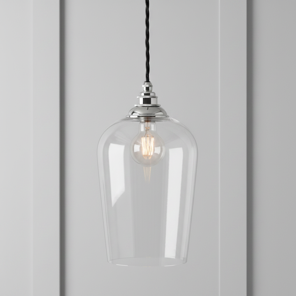 amos-lighting-Soho-Lighting-Milton-Clear-Glass-Pendant-Light-Nickel-Black-Twisted-Cable-Grey-Panel