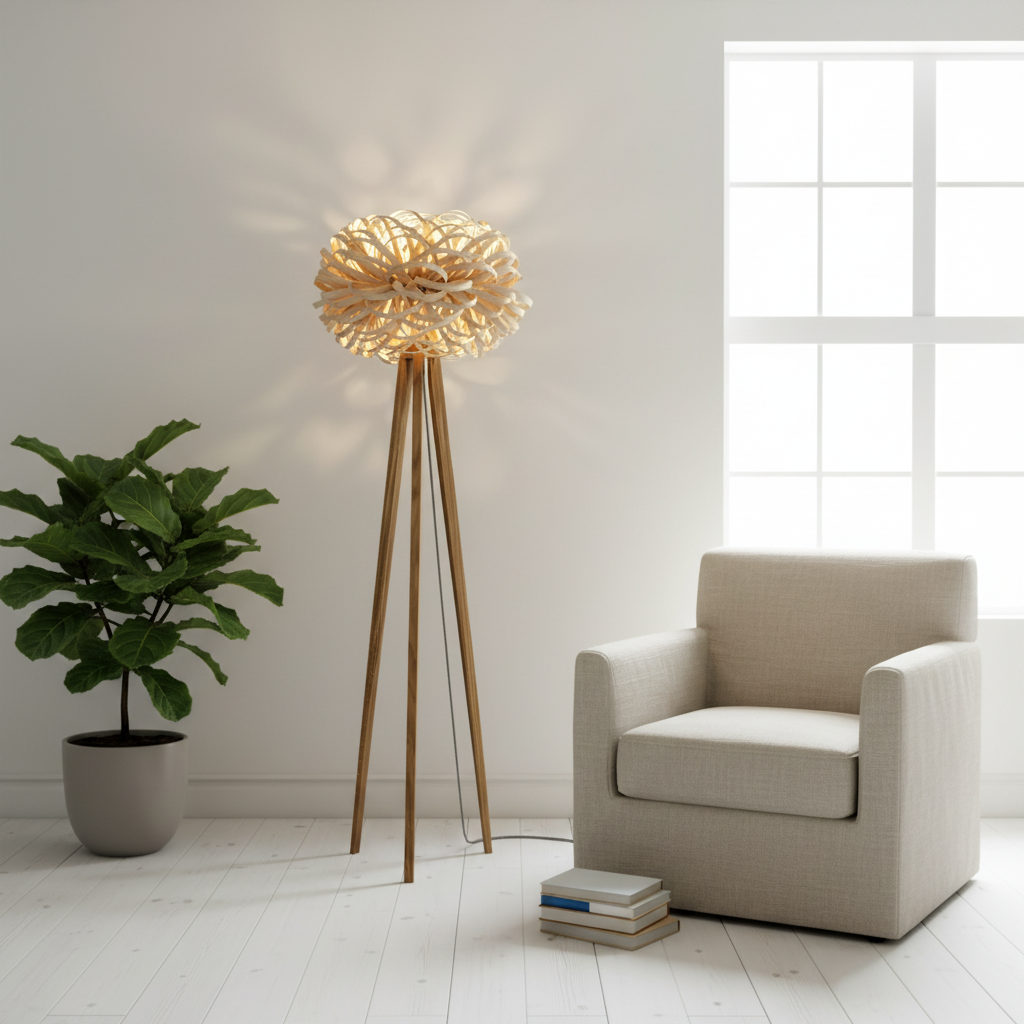 amos-lighting-Stuart-Lamble-Allium-Floor-Lamp-Oak-Tripod-Natural-Shade-Scandinavian-Reading-Nook