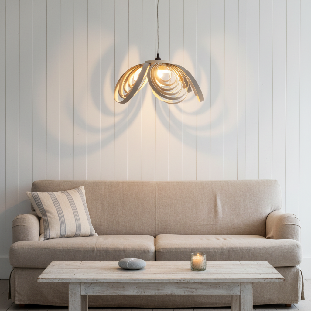 amos-lighting-Stuart-Lamble-Snowdrop-Pendant-Shade-Deep-Birch-Veneer-Cornish-Coastal-Whitewash-Linen-Sofa