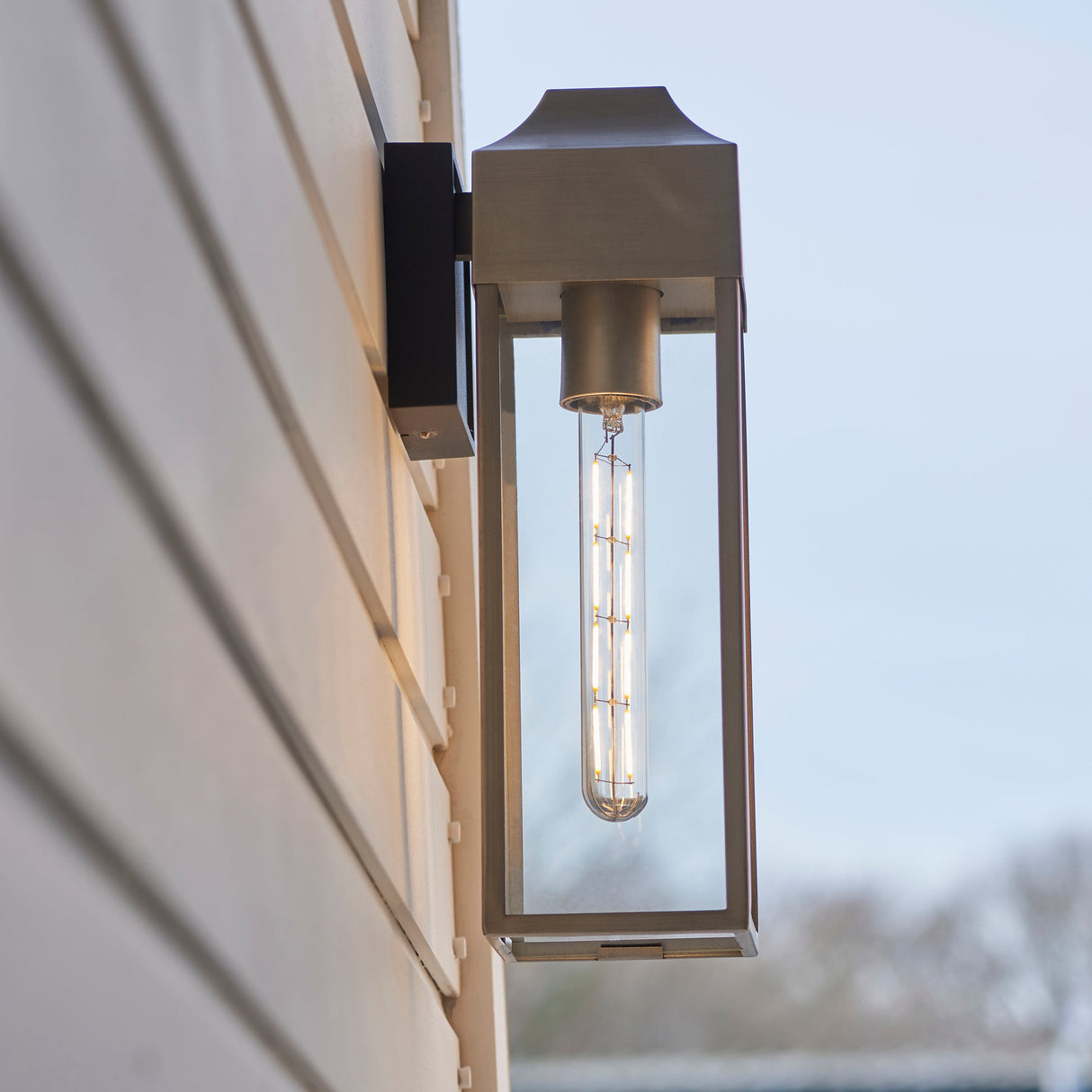 Amos Lotus Outdoor Wall Light Brushed Silver – from Amos Lighting + Home