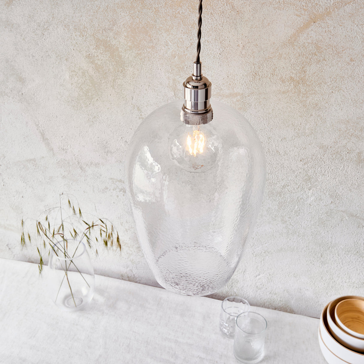 Amos Lucid Large Pendant Dimpled Glass – from Amos Lighting + Home