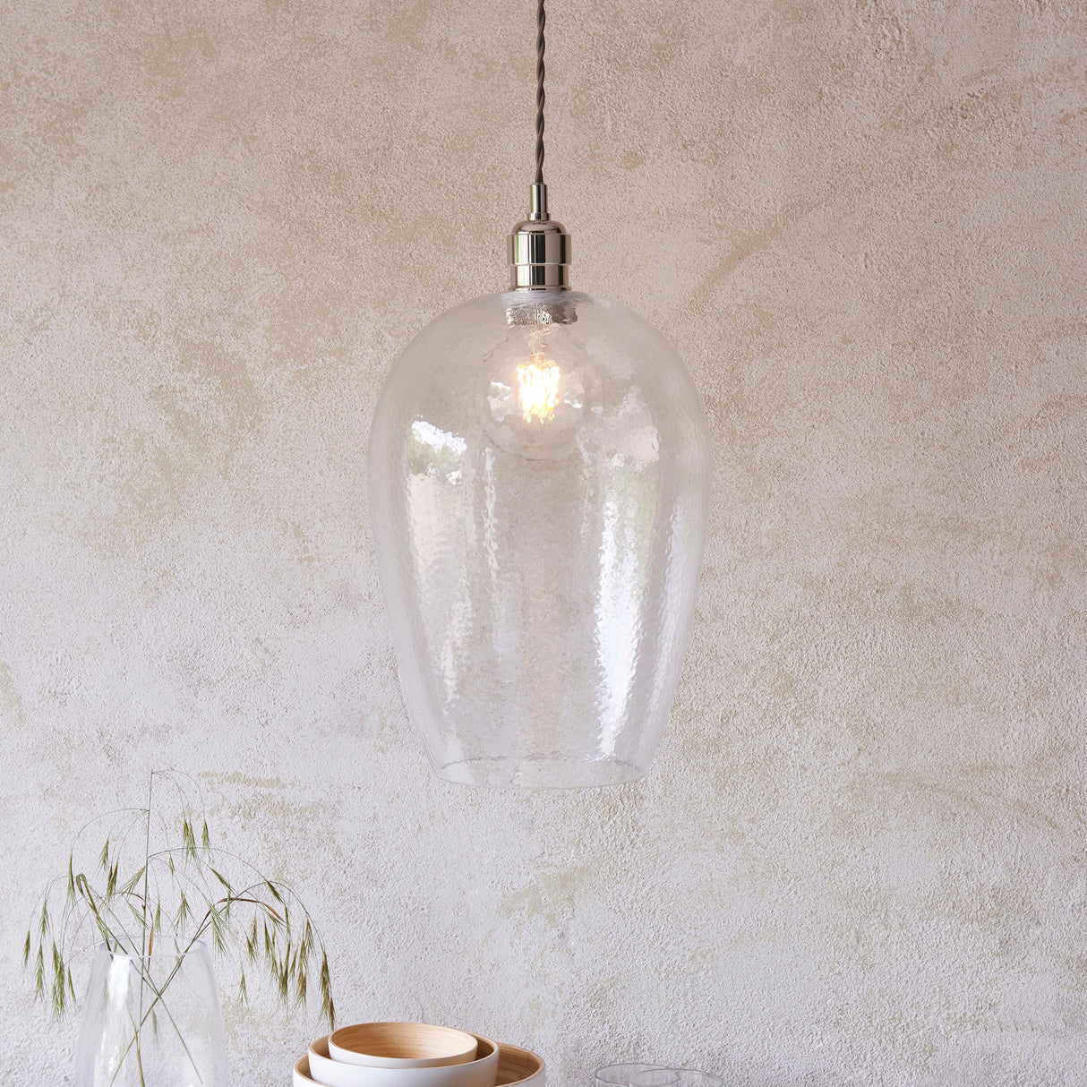 Amos Lucid Large Pendant Dimpled Glass – from Amos Lighting + Home