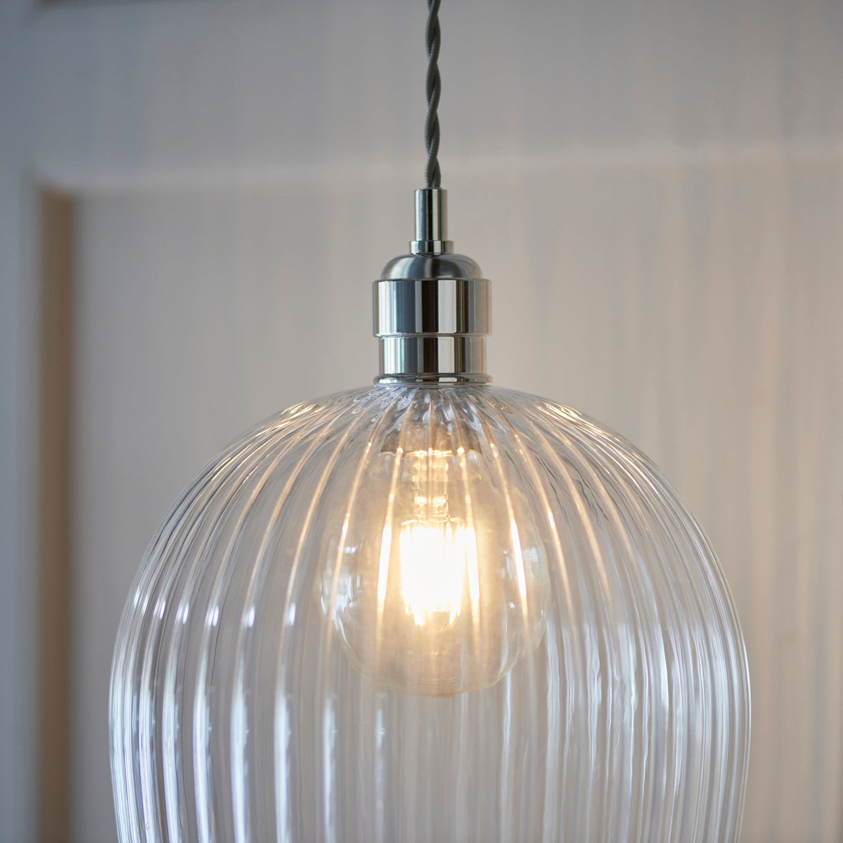 Amos Lucid Large Pendant Ribbed Glass – from Amos Lighting + Home