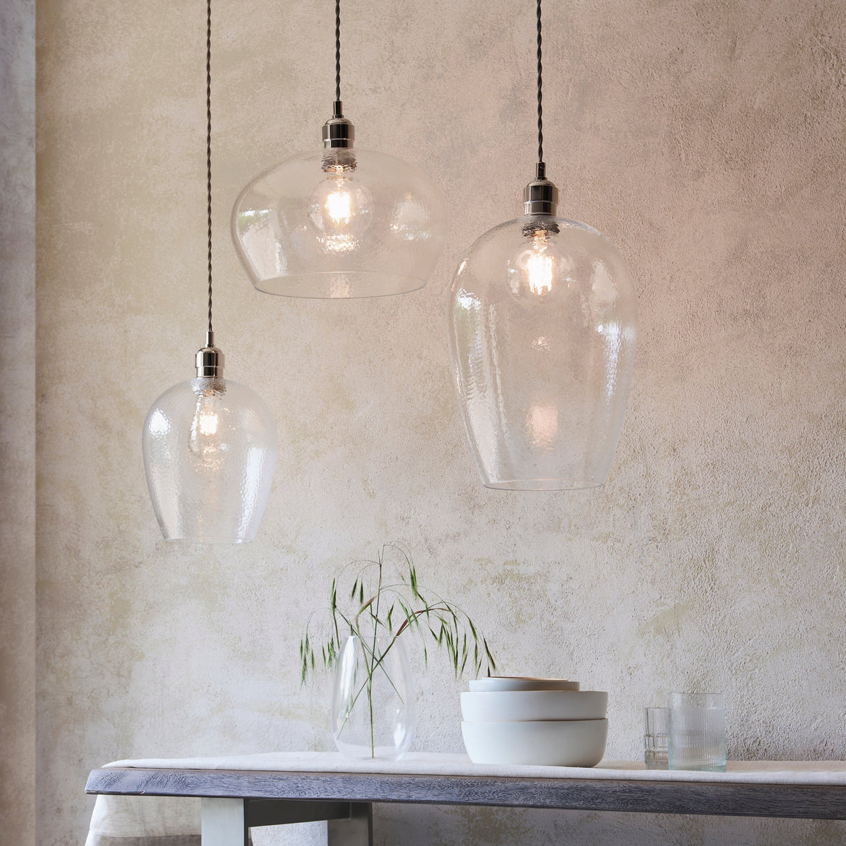 Amos Lucid Medium Pendant Dimpled Glass – from Amos Lighting + Home