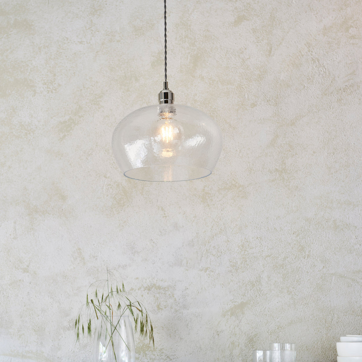 Amos Lucid Medium Pendant Dimpled Glass – from Amos Lighting + Home