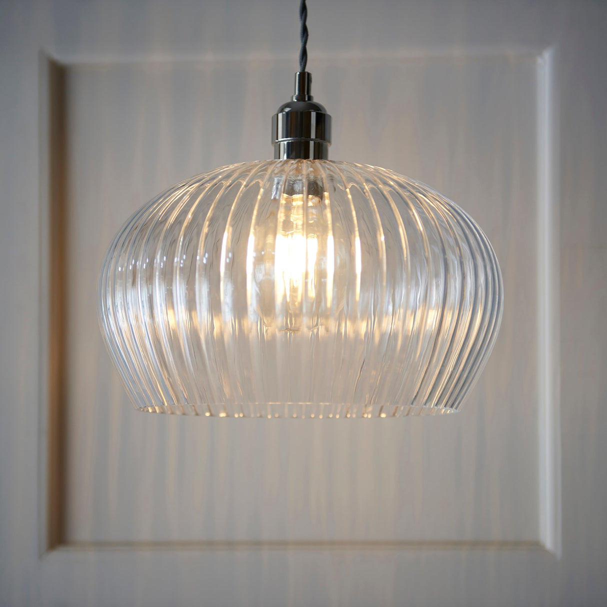 Amos Lucid Medium Pendant Ribbed Glass – from Amos Lighting + Home