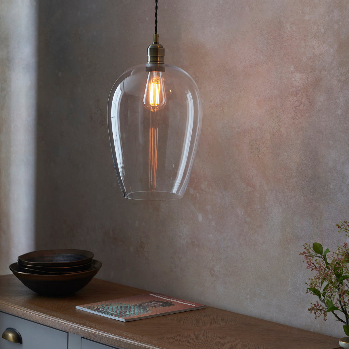 Amos Lucid Pendant Antique Brass Large – from Amos Lighting + Home