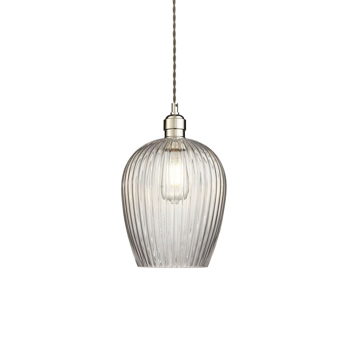 Amos Lucid Pendant Polished Nickel Ribbed Glass – from Amos Lighting + Home