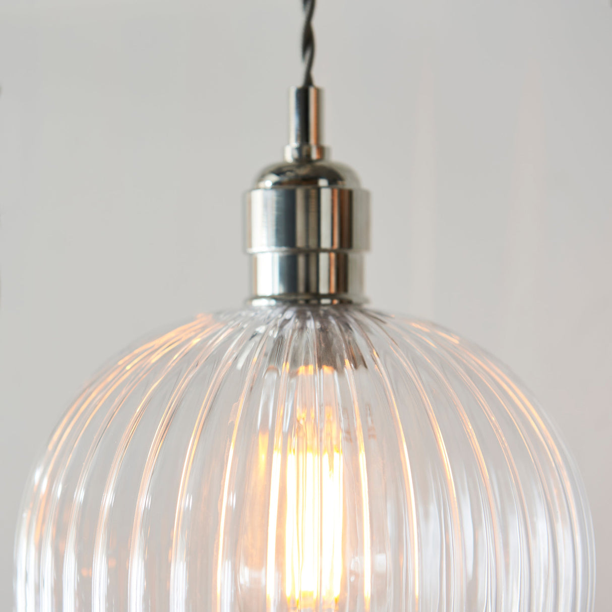 Amos Lucid Pendant Polished Nickel Ribbed Glass – from Amos Lighting + Home