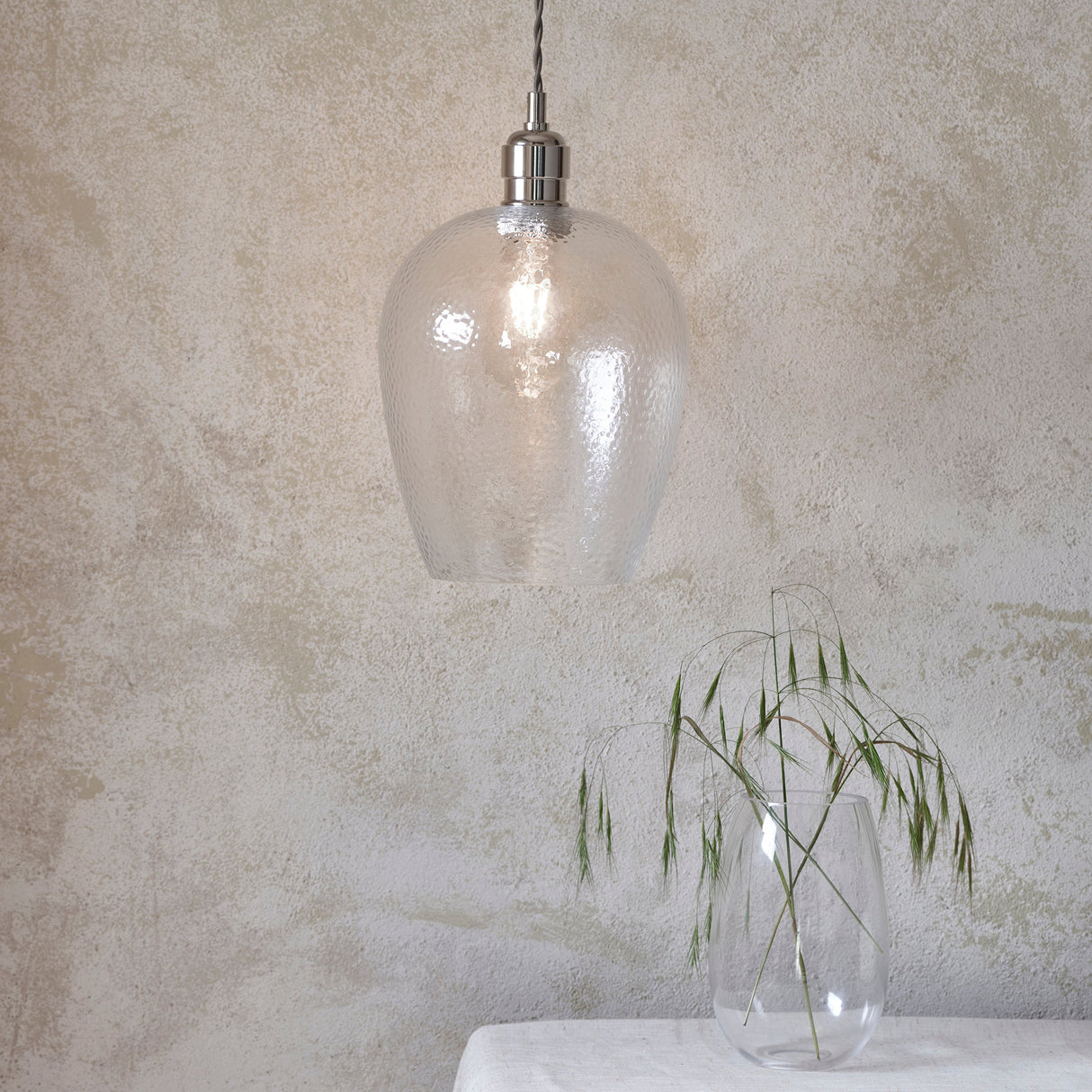 Amos Lucid Small Pendant Dimpled Glass – from Amos Lighting + Home