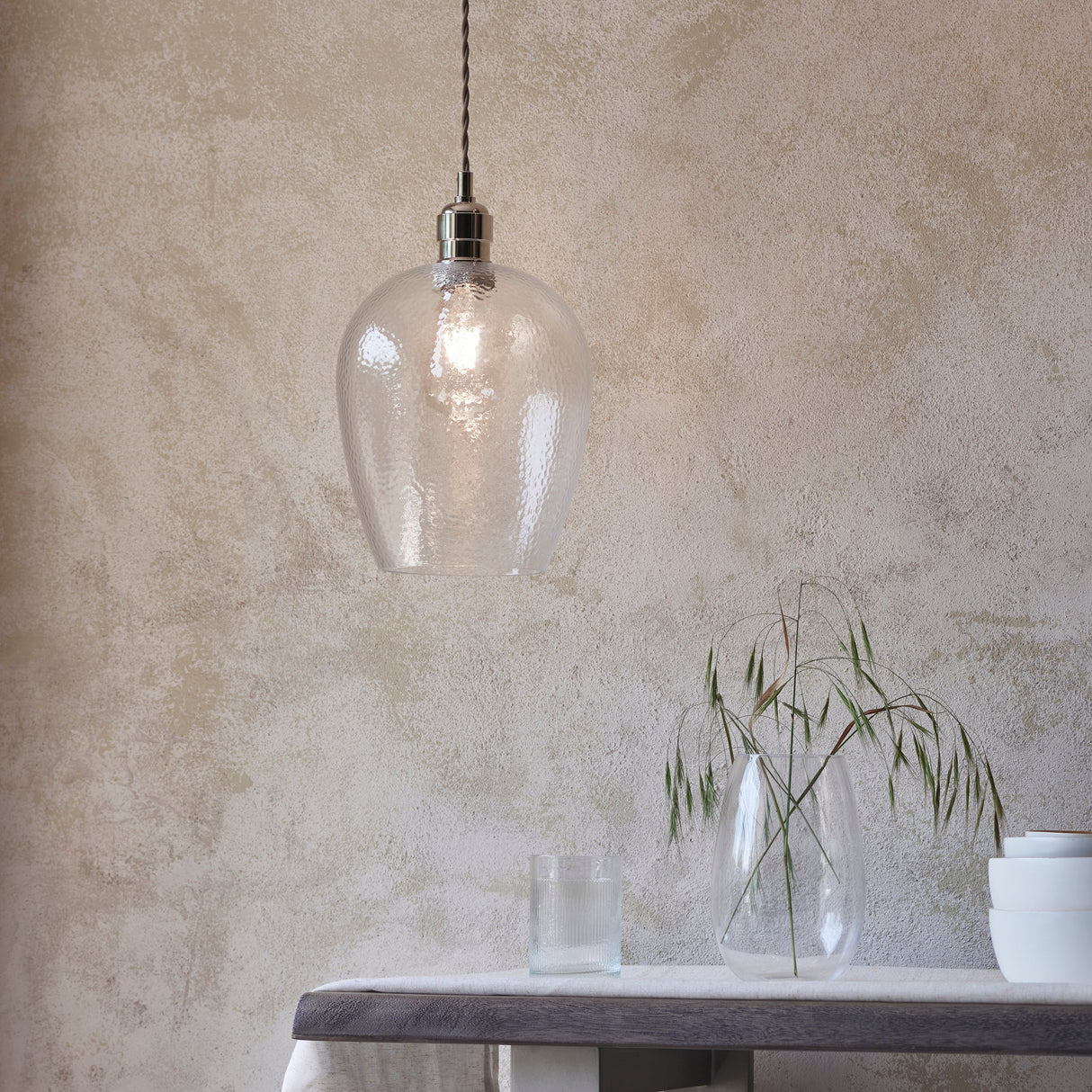 Amos Lucid Small Pendant Dimpled Glass – from Amos Lighting + Home