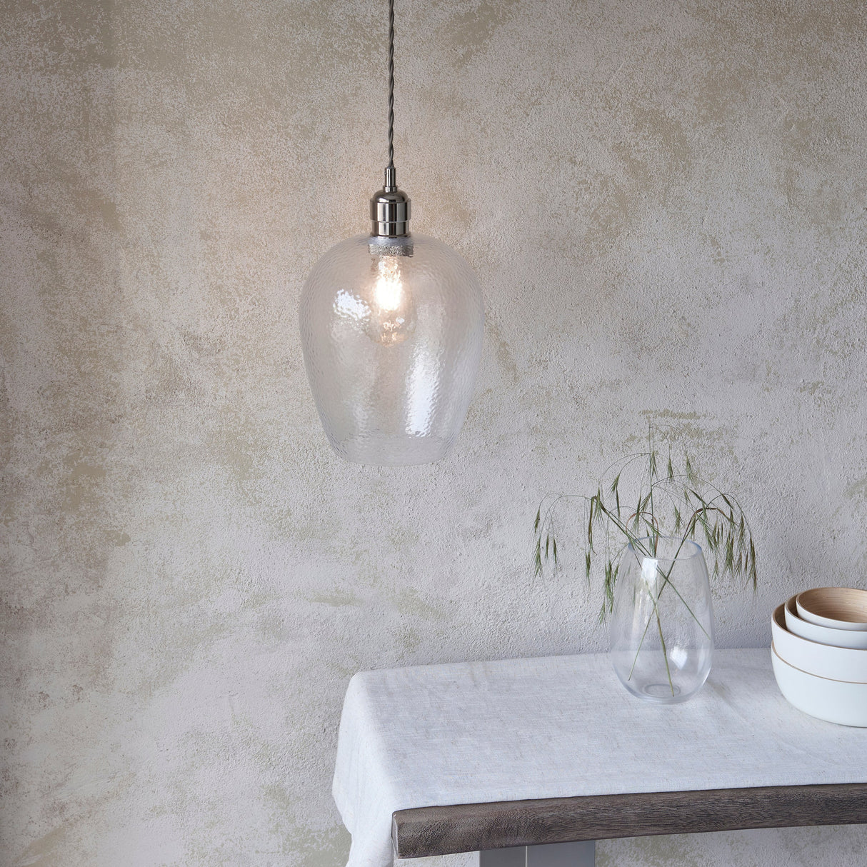 Amos Lucid Small Pendant Dimpled Glass – from Amos Lighting + Home