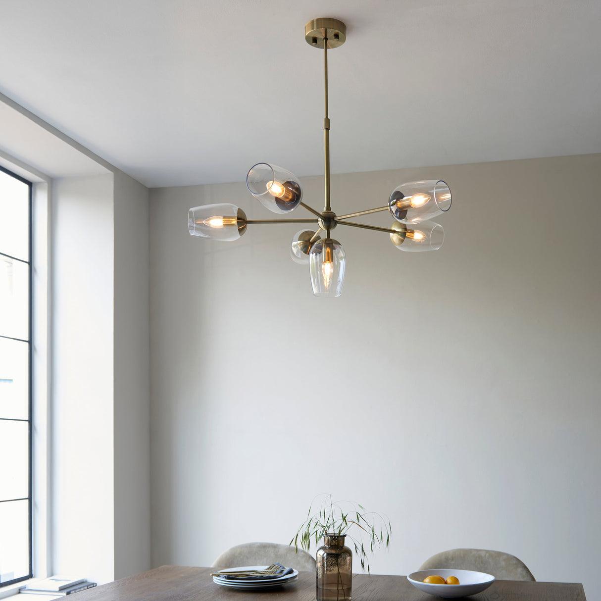 Amos Mansion 6 Light Pendant Antique Brass – from Amos Lighting + Home