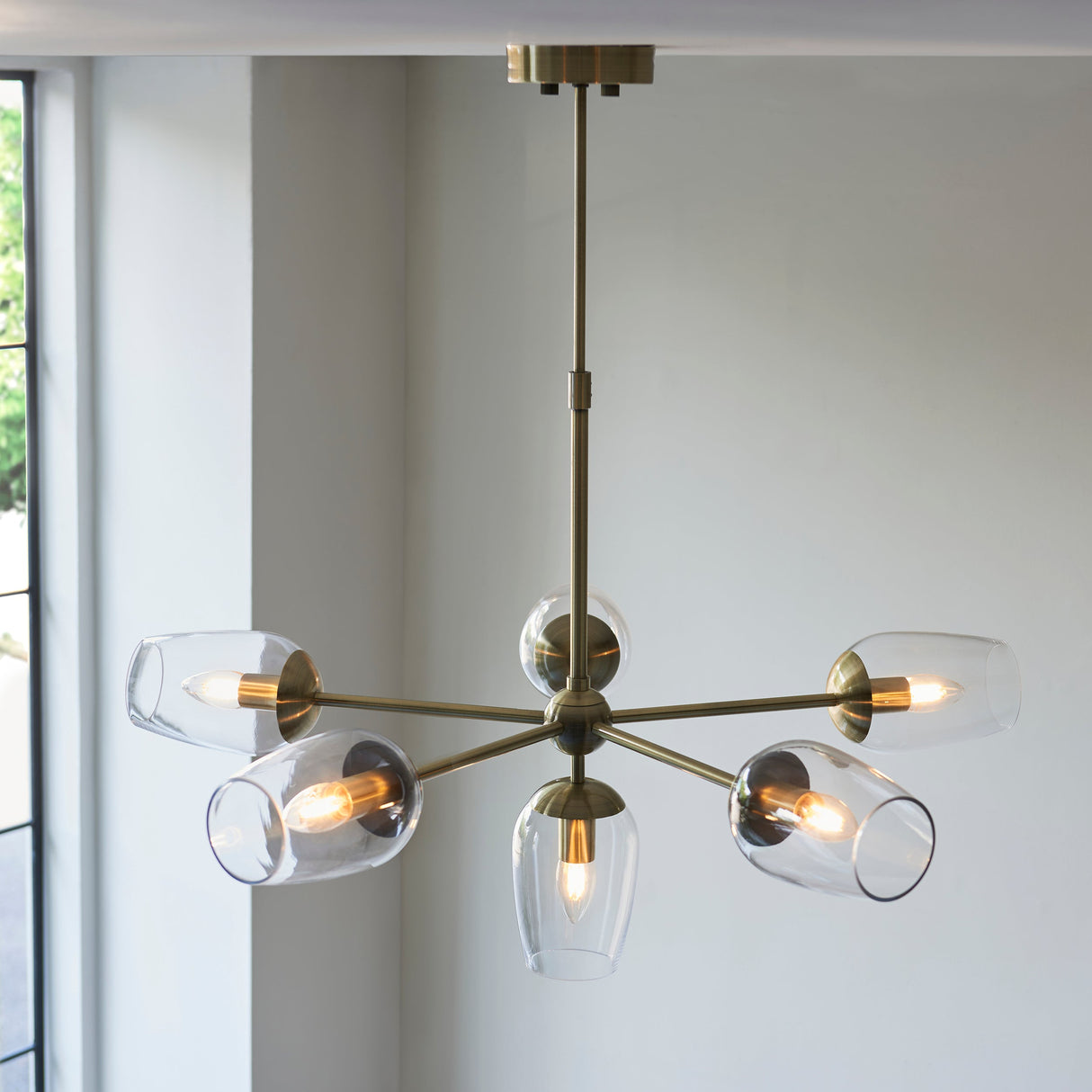 Amos Mansion 6 Light Pendant Antique Brass – from Amos Lighting + Home