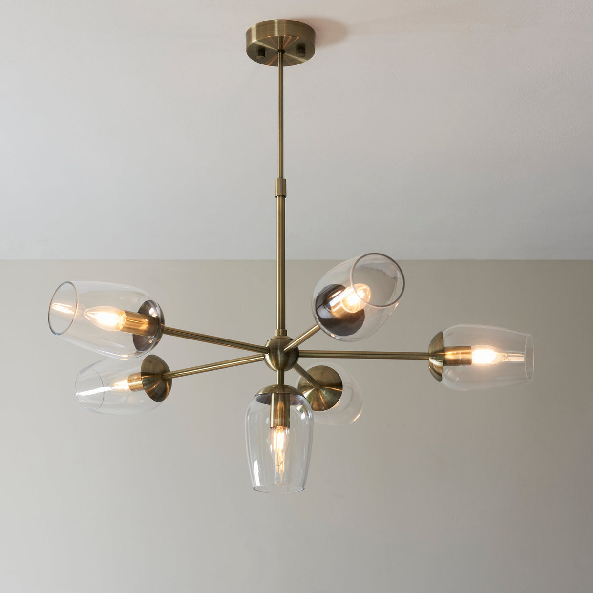Amos Mansion 6 Light Pendant Antique Brass – from Amos Lighting + Home