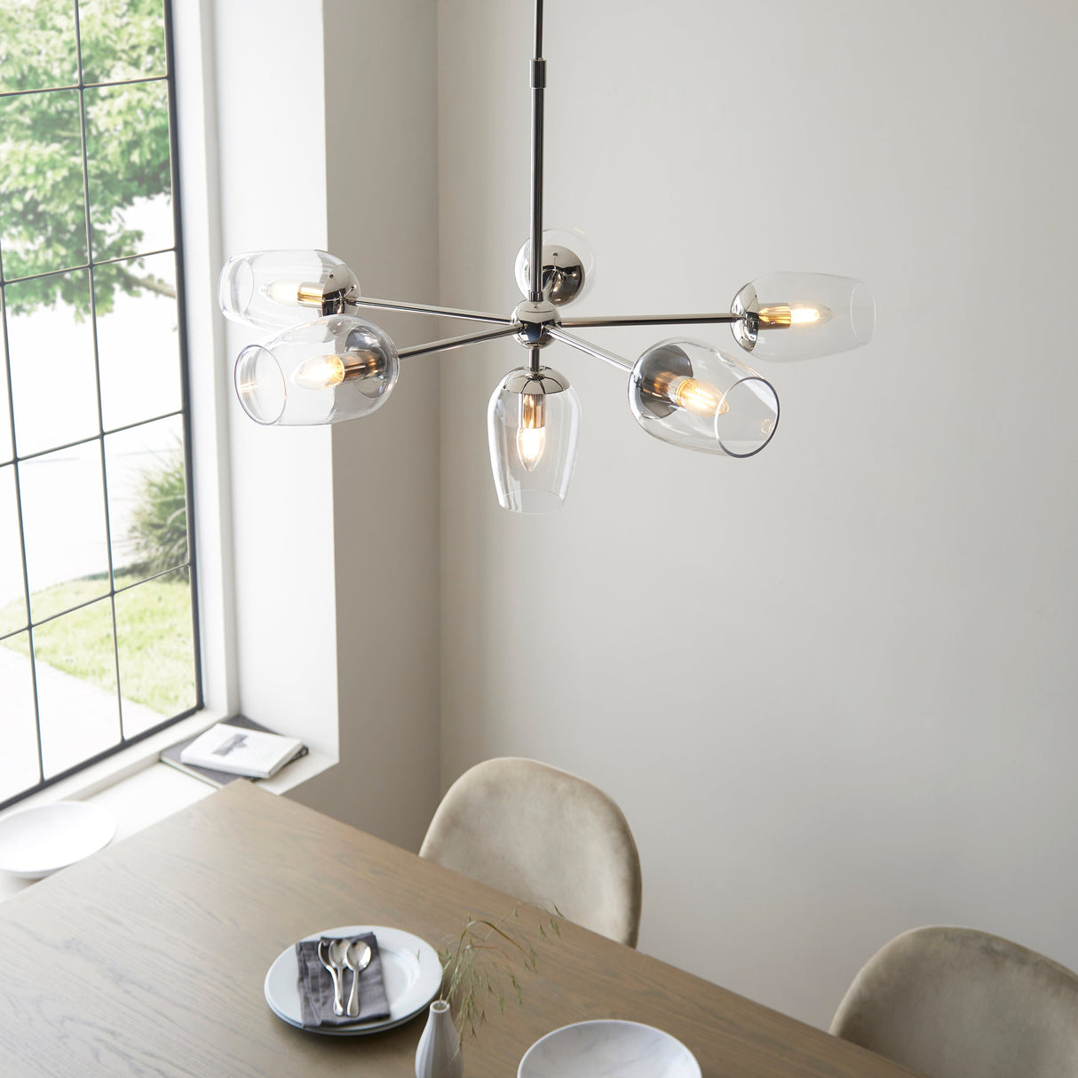 Amos Mansion 6 Light Pendant Polished Nickel – from Amos Lighting + Home