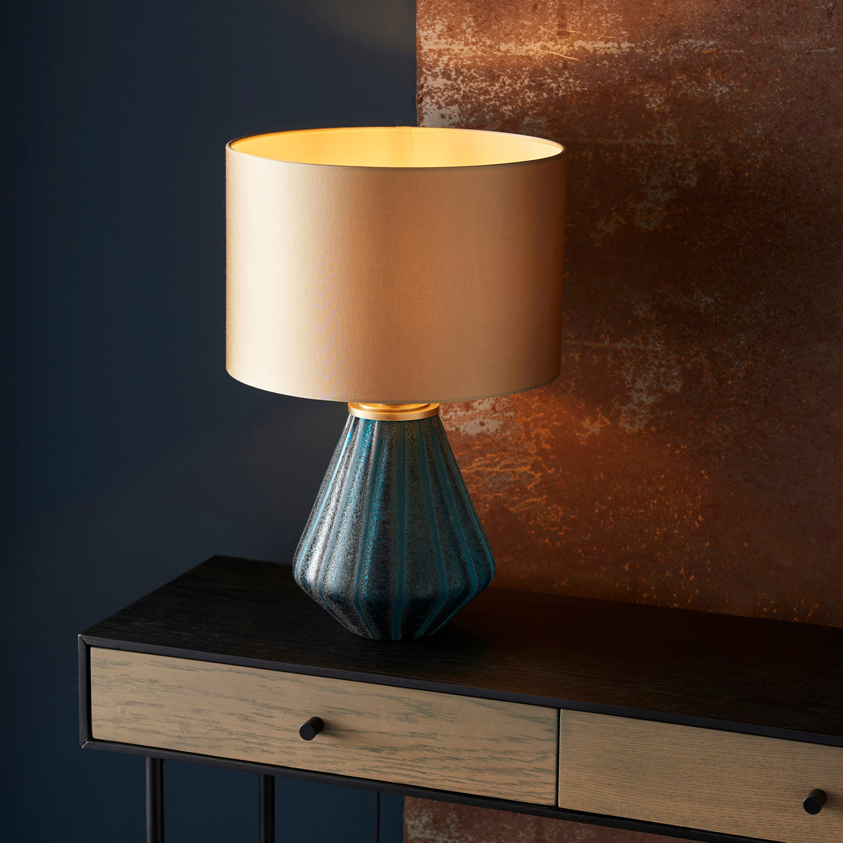 Amos Marina Turquoise Table Lamp with Gold Shade – from Amos Lighting + Home