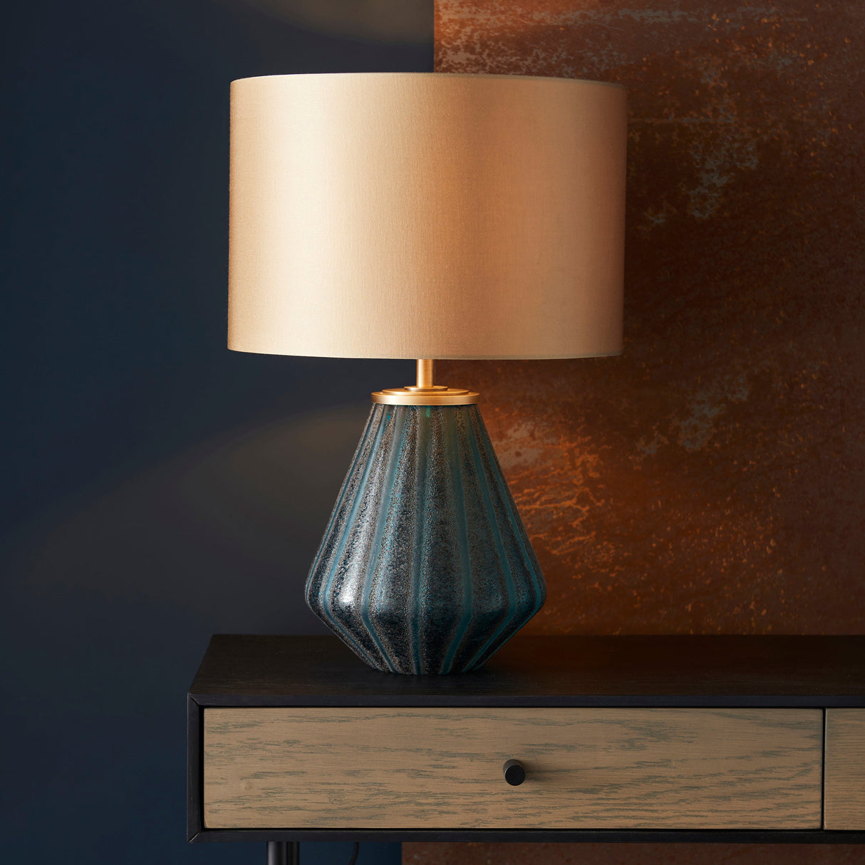 Amos Marina Turquoise Table Lamp with Gold Shade – from Amos Lighting + Home