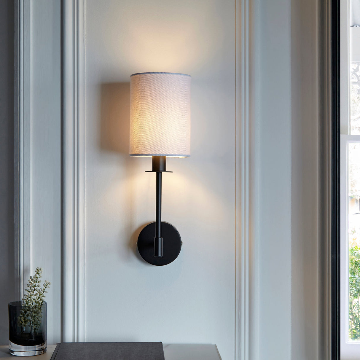 Amos Minerva Wall Light Matt Black with Shade – from Amos Lighting + Home