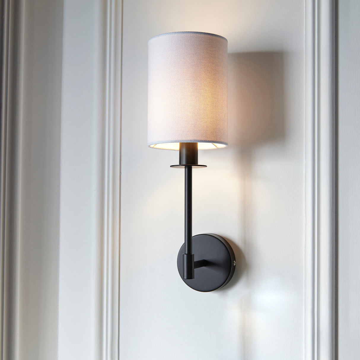 Amos Minerva Wall Light Matt Black with Shade – from Amos Lighting + Home
