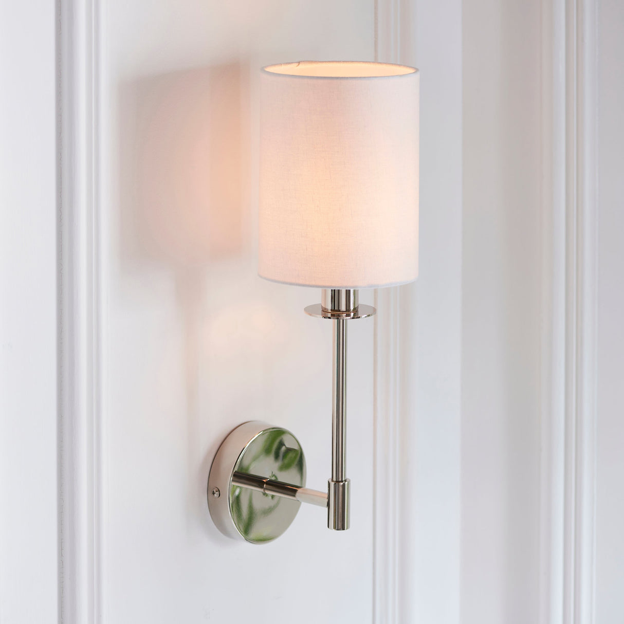 Amos Minerva Wall Light Nickel with Shade – from Amos Lighting + Home