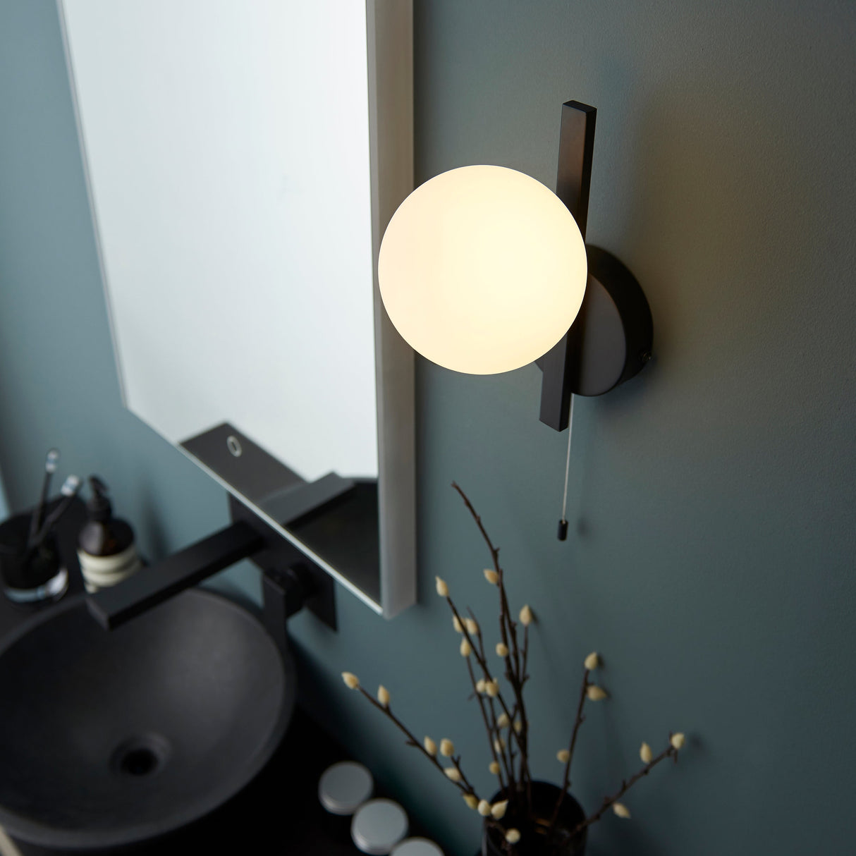 Amos Nebula Bathroom Wall Light Black – from Amos Lighting + Home