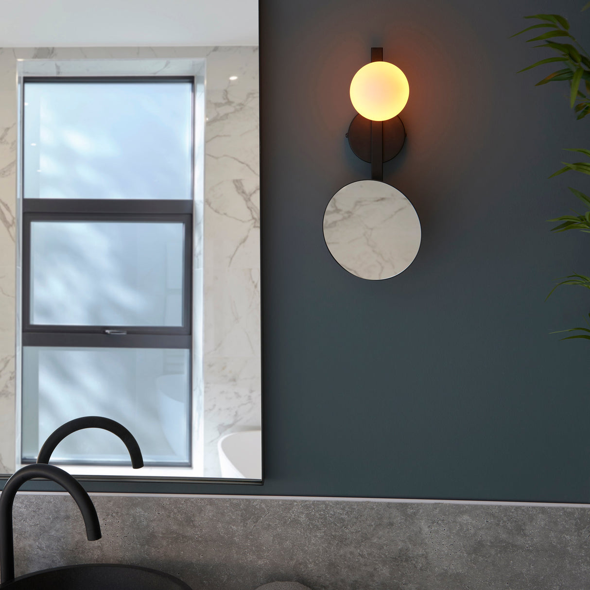 Amos Nebula Bathroom Wall Light with Mirror Black black – from Amos Lighting + Home