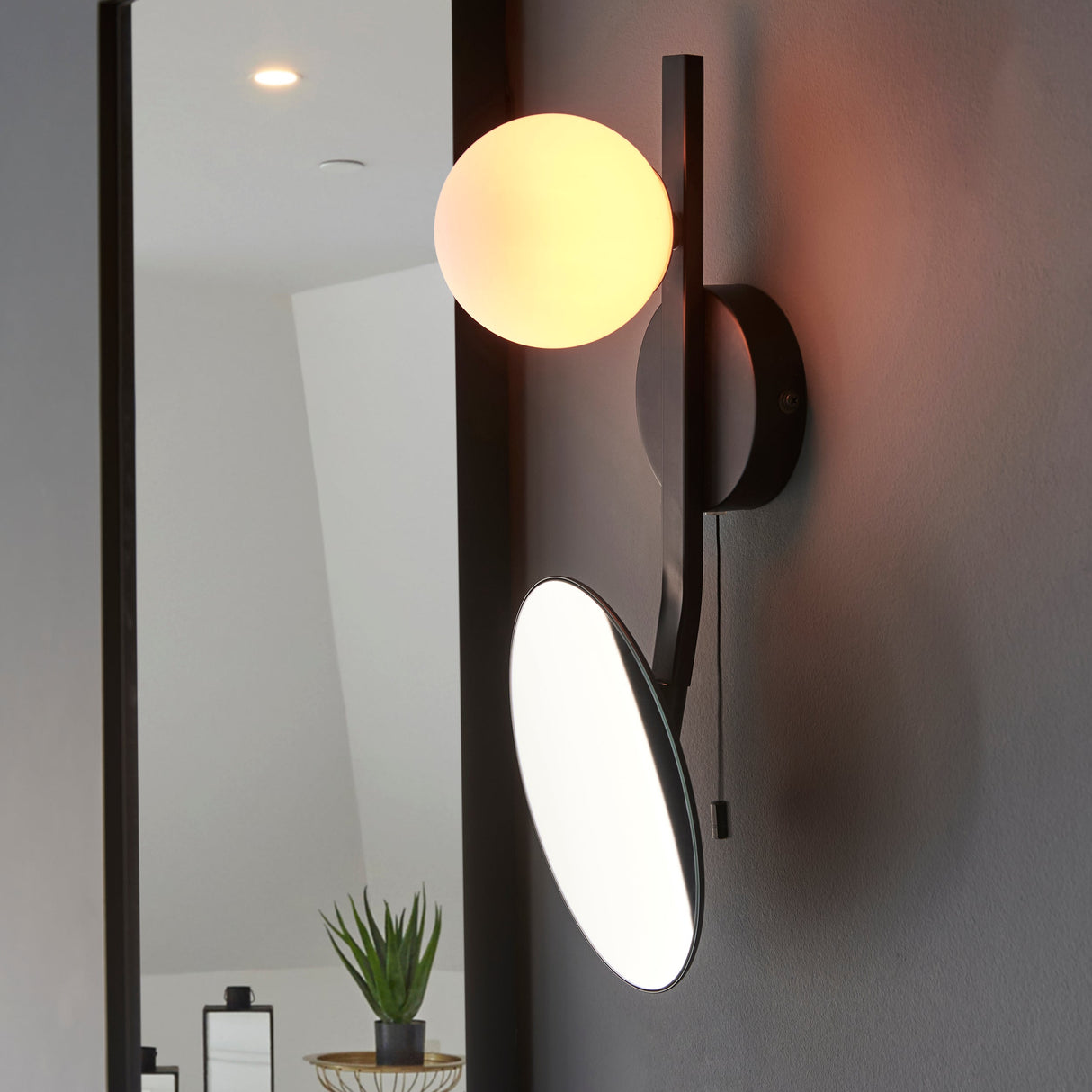 Amos Nebula Bathroom Wall Light with Mirror Black black – from Amos Lighting + Home
