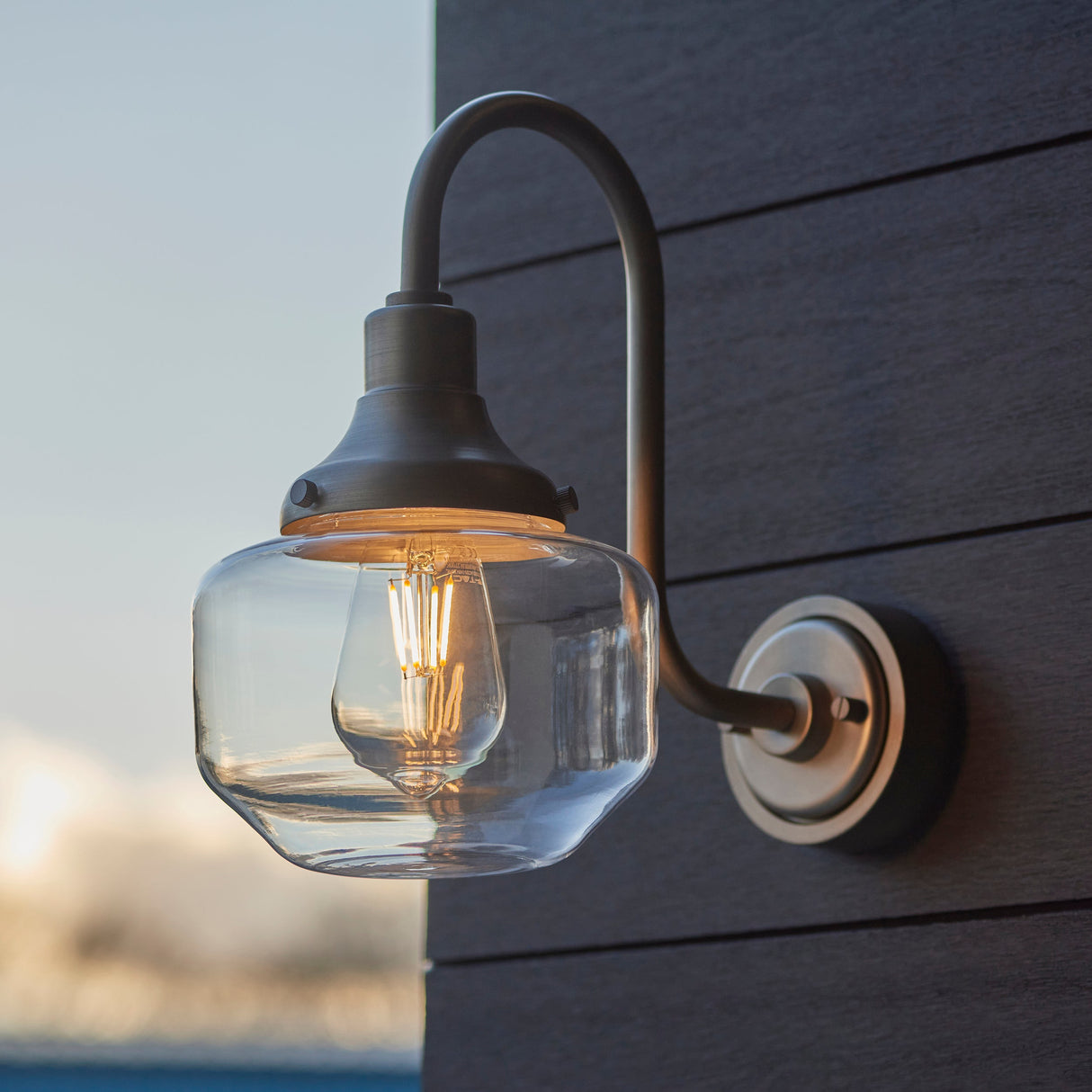 Amos Neptune Outdoor Wall Light Brushed Silver – from Amos Lighting + Home