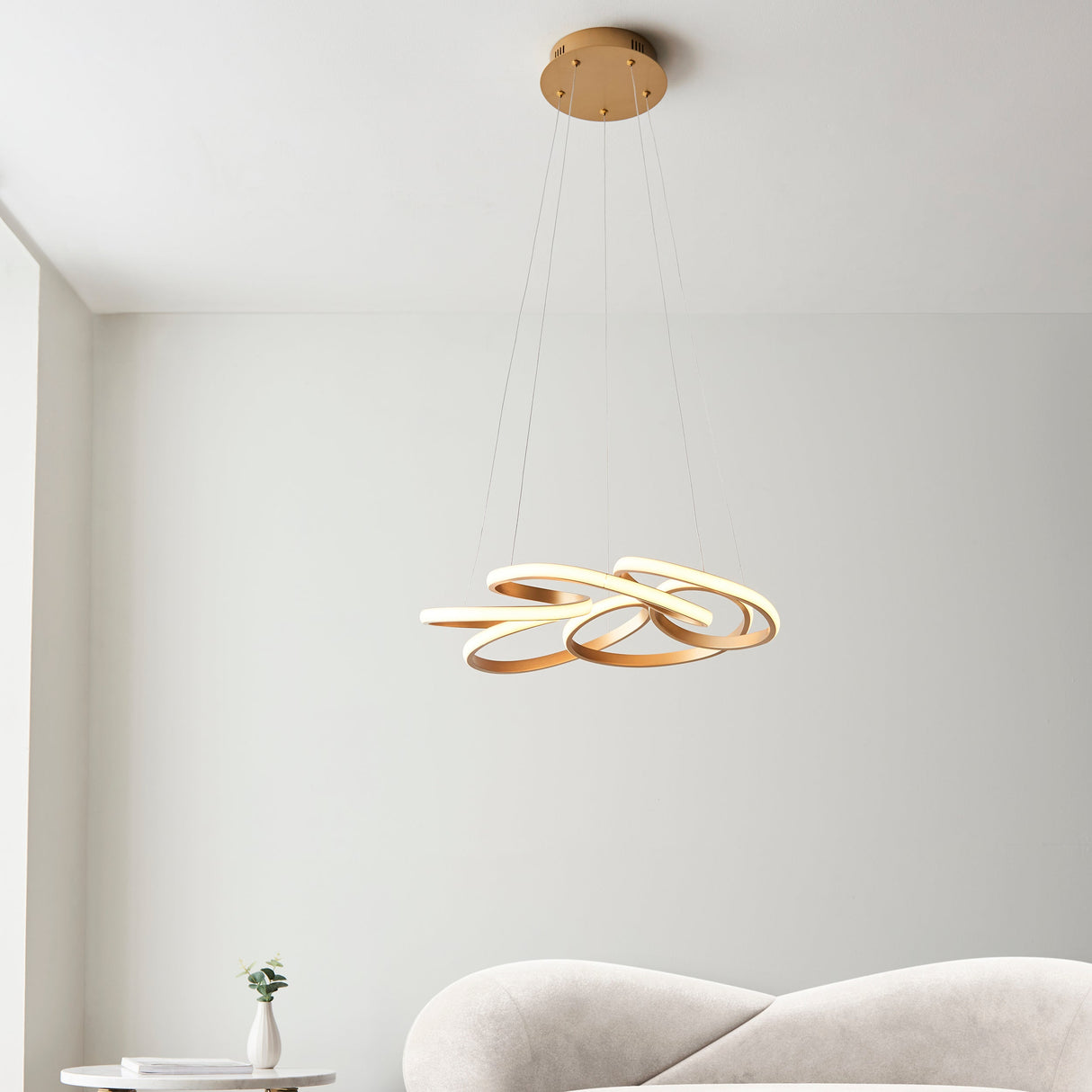 Amos Olympia C Satin Gold LED Pendant – from Amos Lighting + Home