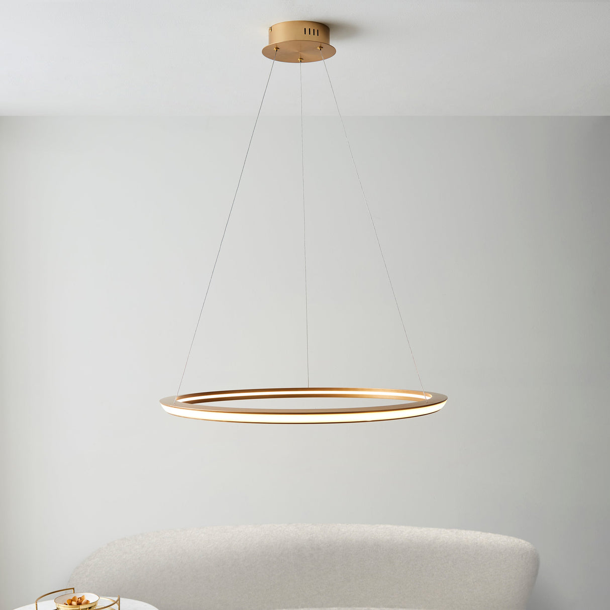 Amos Olympia D Satin Gold LED Pendant – from Amos Lighting + Home
