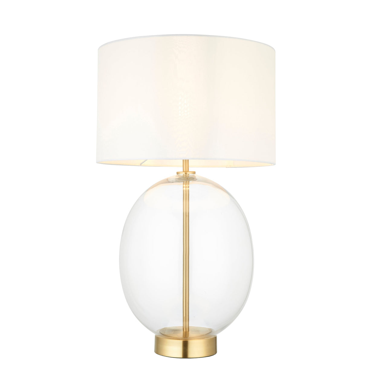 Amos Ovate Table Lamp Satin Brass with White Shade – from Amos Lighting + Home