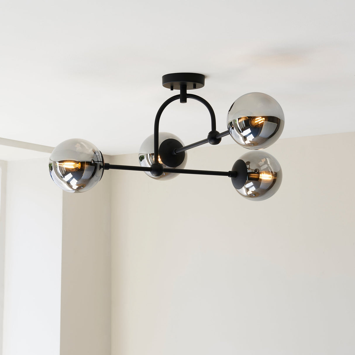 Amos Penthouse Flush Ceiling Light Black – from Amos Lighting + Home