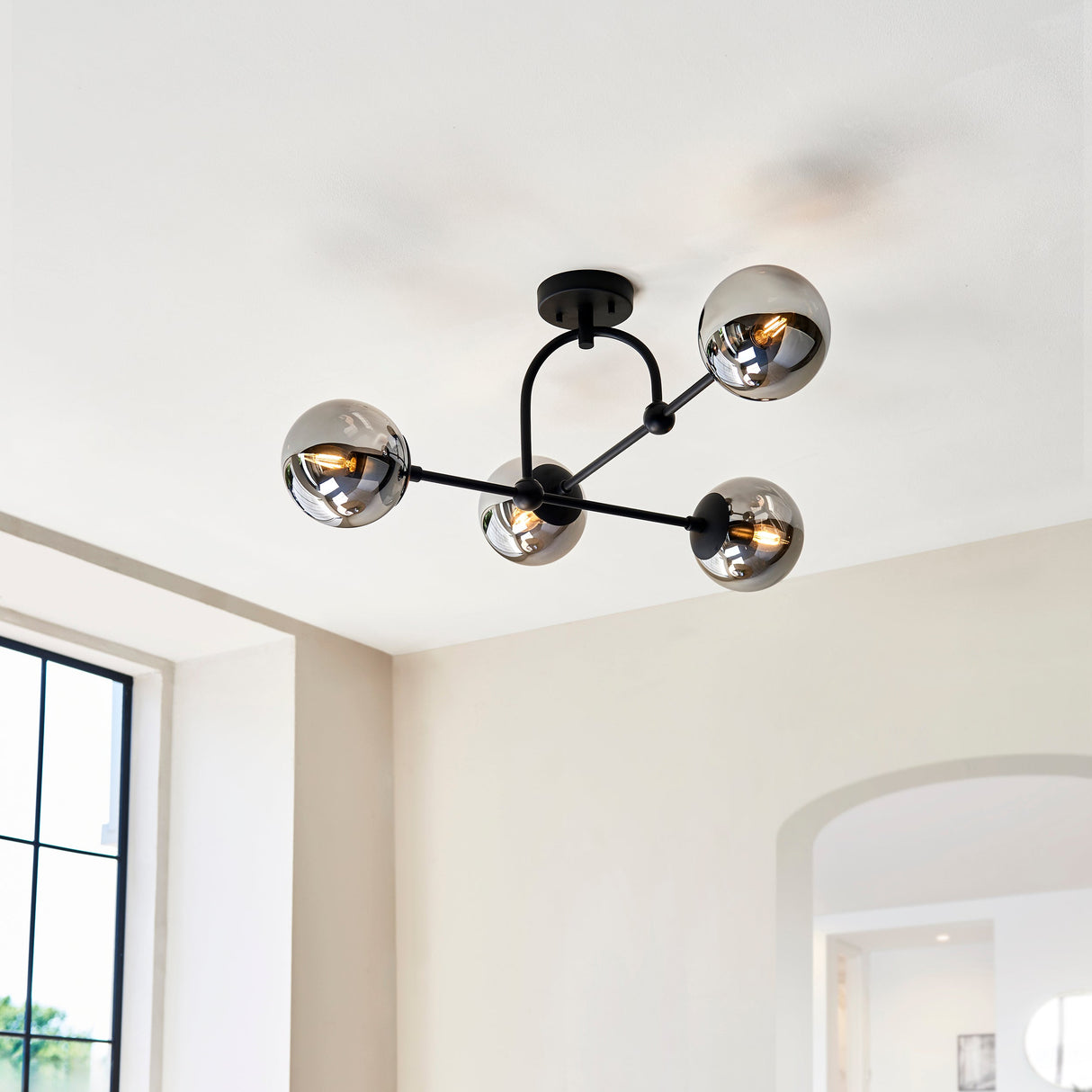 Amos Penthouse Flush Ceiling Light Black – from Amos Lighting + Home
