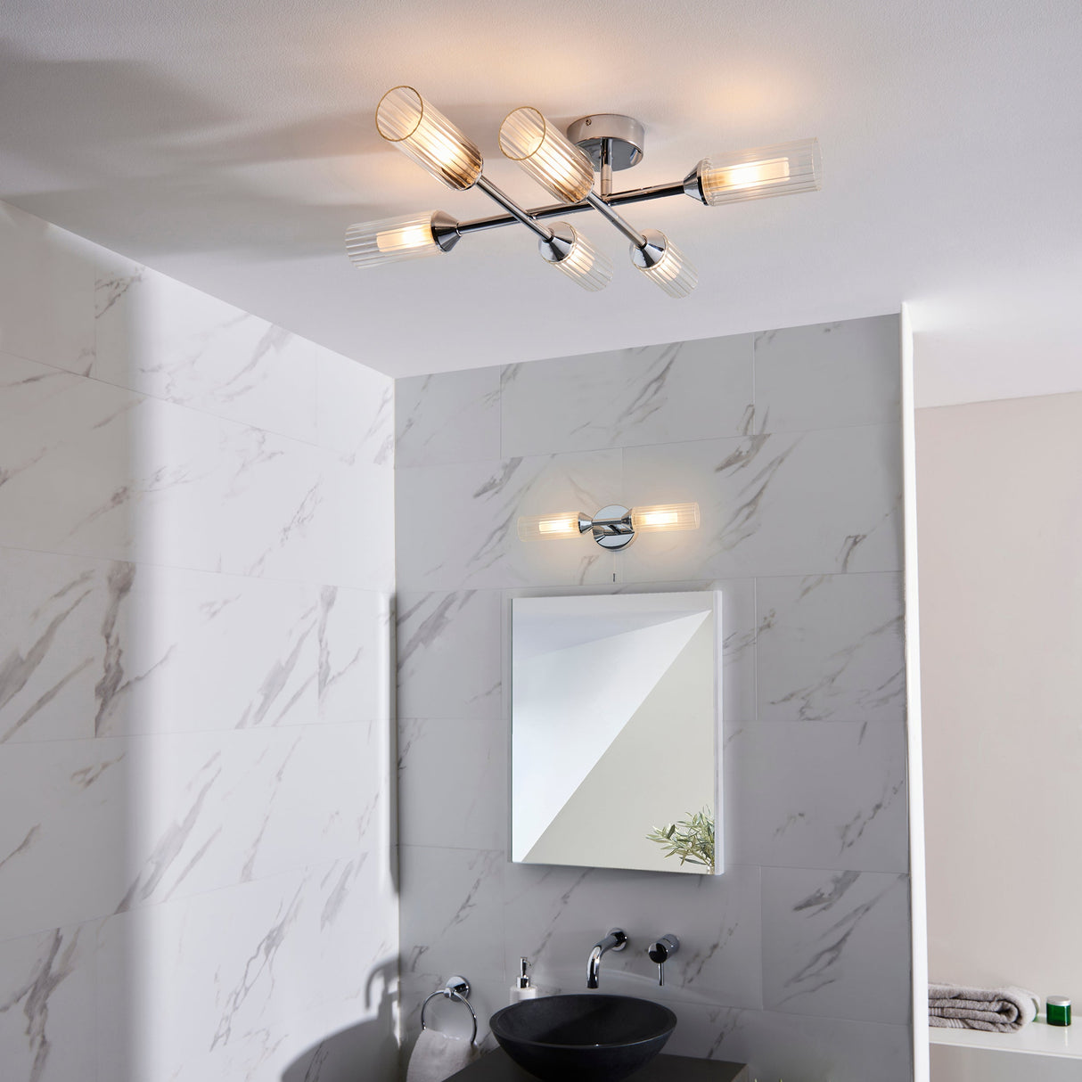Amos Pluto 6 Arm Bathroom Ceiling Light Chrome – from Amos Lighting + Home