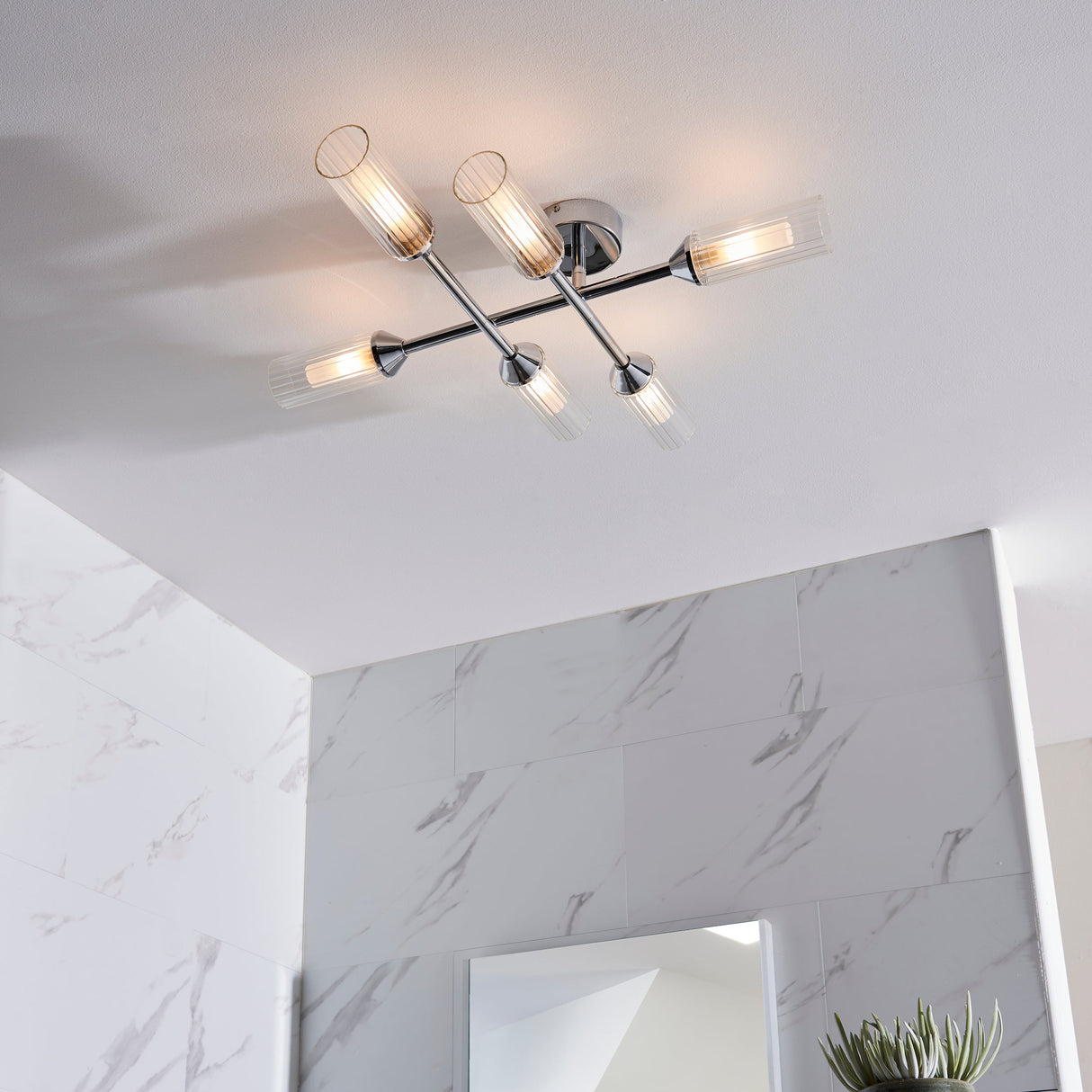 Amos Pluto 6 Arm Bathroom Ceiling Light Chrome – from Amos Lighting + Home