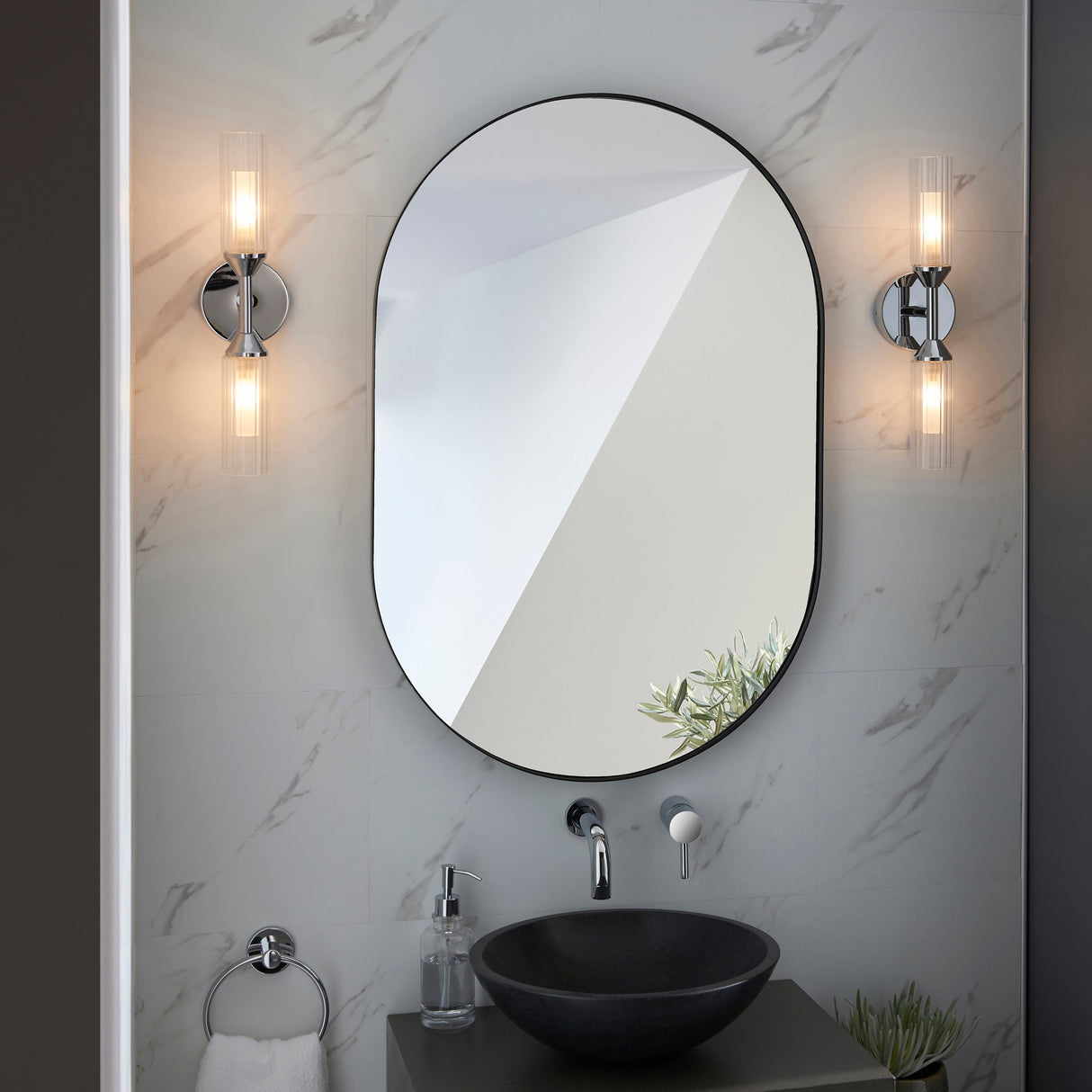Amos Pluto Double Bathroom Wall Light Chrome – from Amos Lighting + Home
