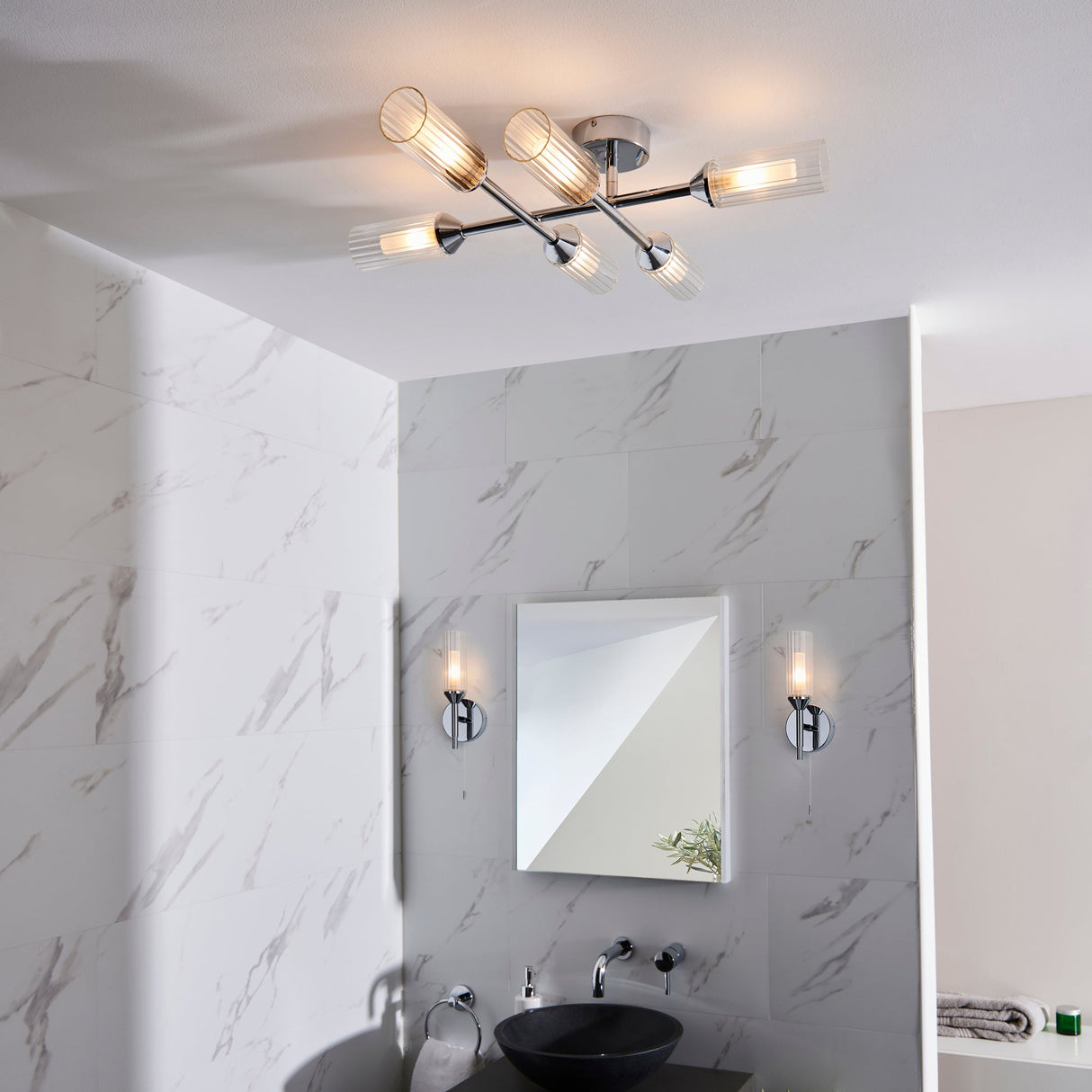 Amos Pluto Single Bathroom Wall Light Chrome – from Amos Lighting + Home