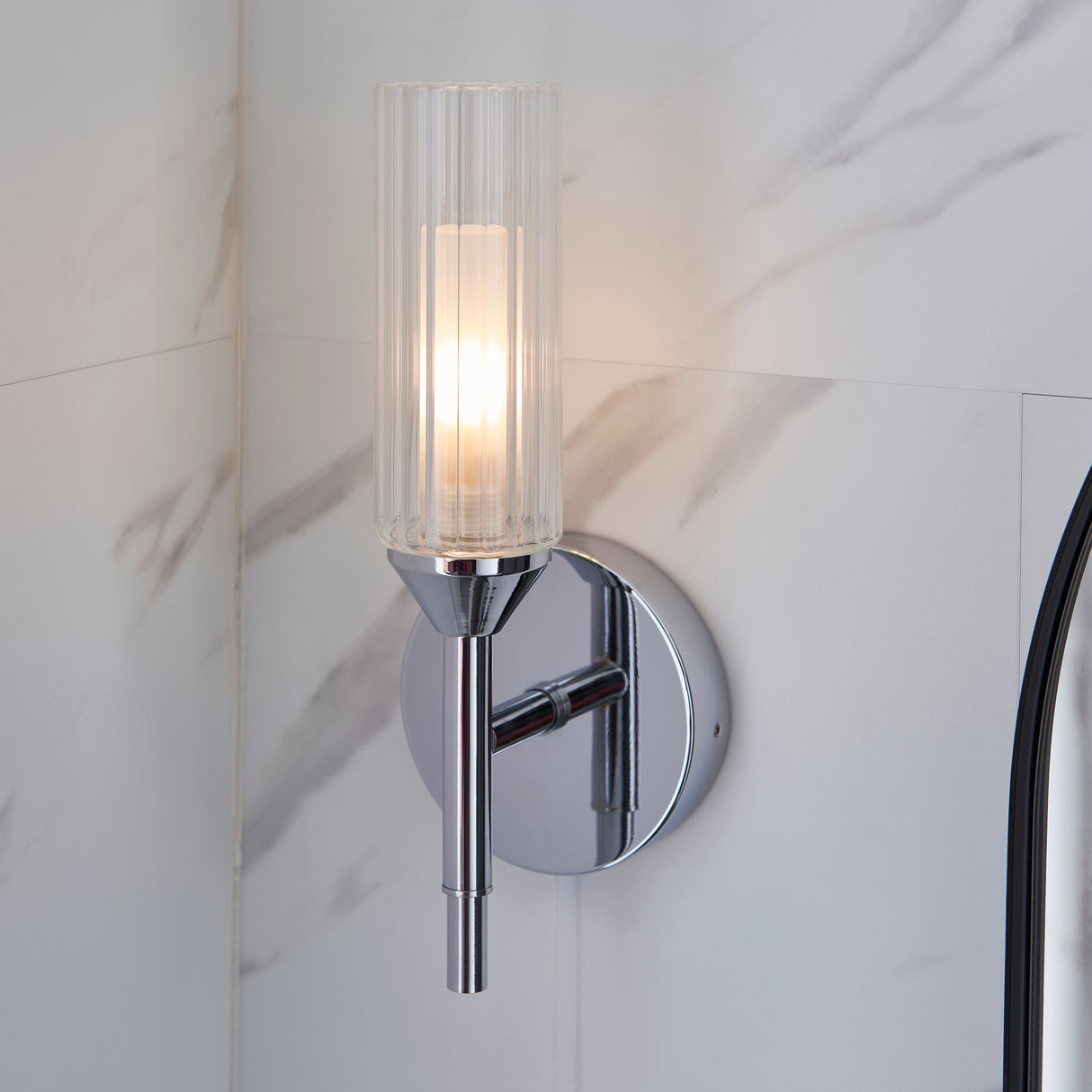 Amos Pluto Single Bathroom Wall Light Chrome – from Amos Lighting + Home