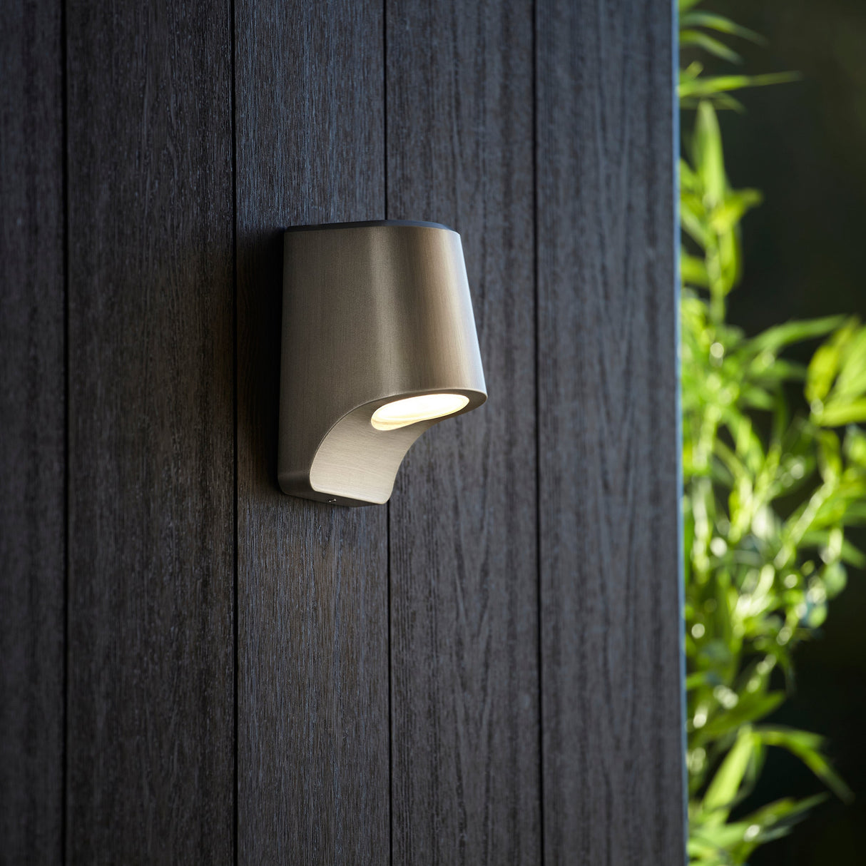 Amos Poseidon Outdoor Wall Light Brushed Silver – from Amos Lighting + Home