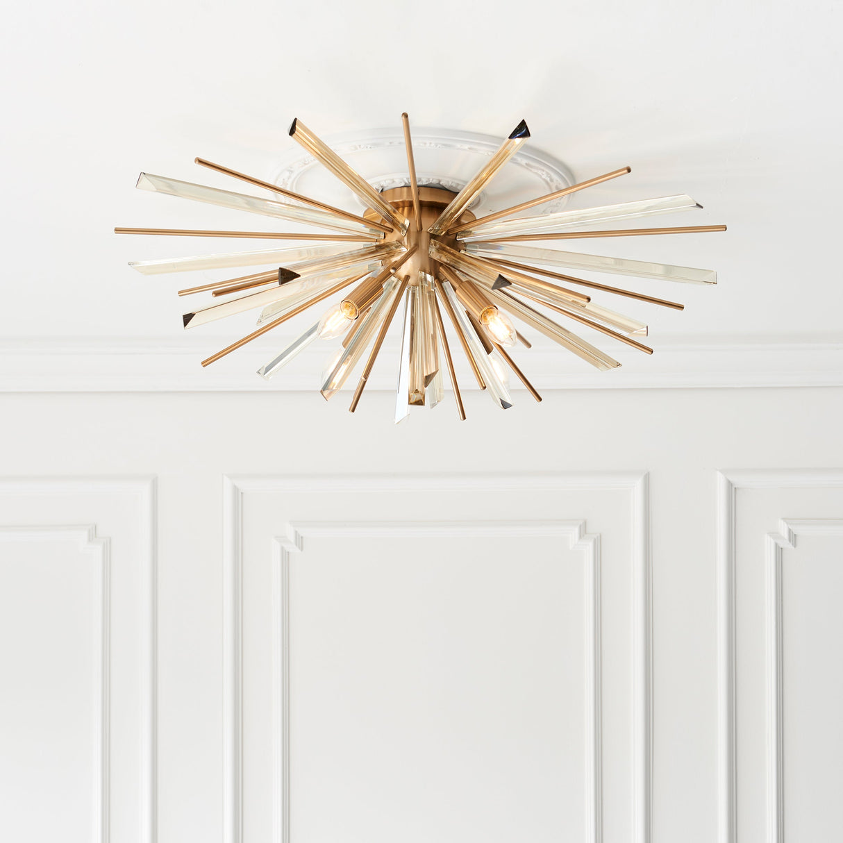 Amos Sandridge Flush Ceiling Light Antique Brass – from Amos Lighting + Home